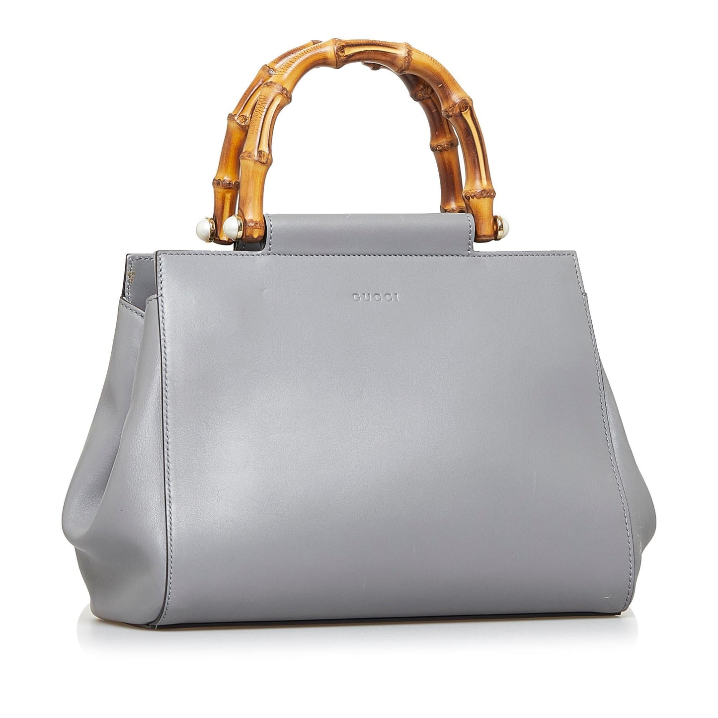 Gucci Bamboo Nymphae SHG-leijfO Calf Grey Mini Satchel Bag