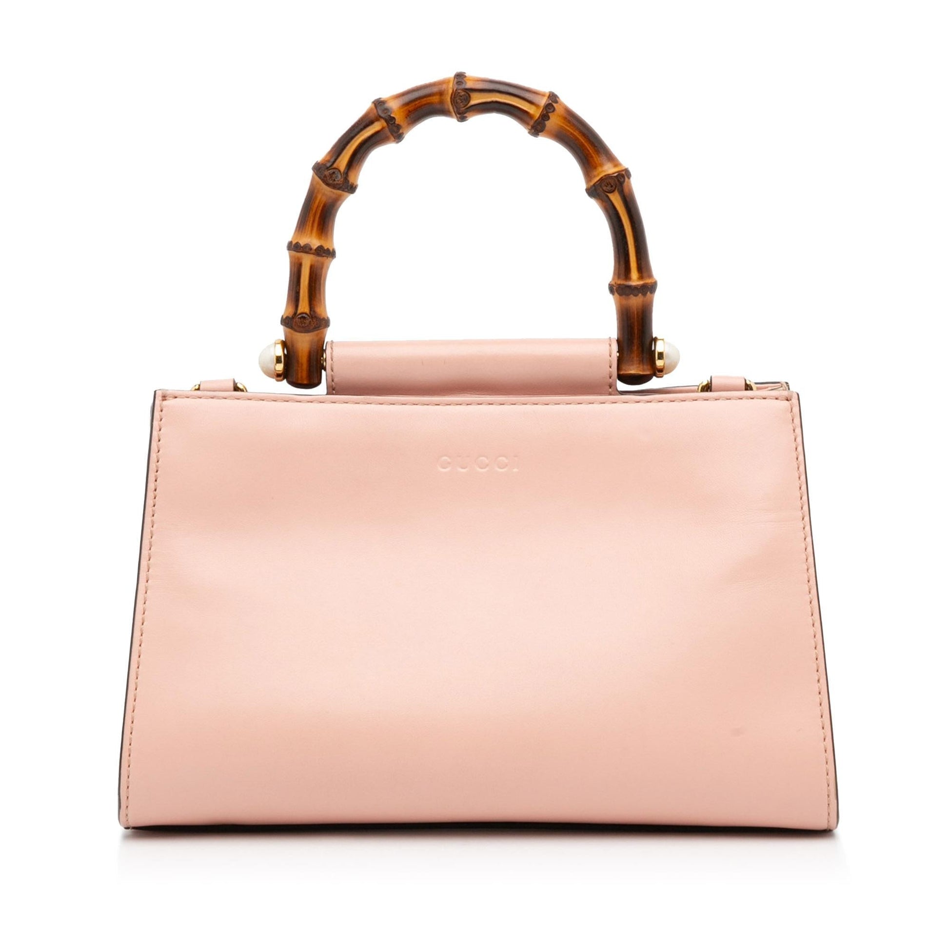 Gucci Bamboo Nymphaea SHG-JvDPQu Calf Pink Mini Satchel Bag