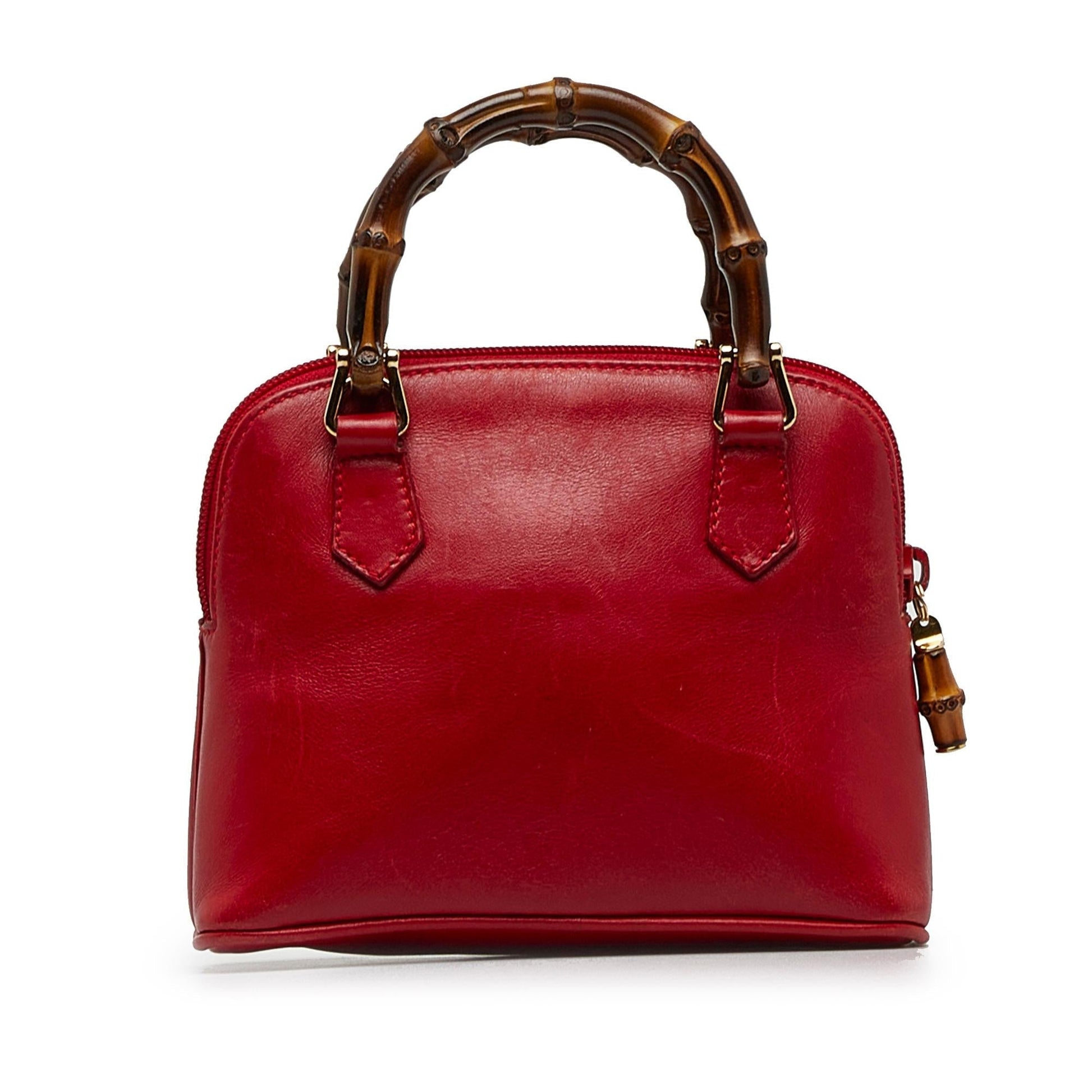 Gucci Bamboo SHG-K2JEvk Calf Red Mini Satchel Bag