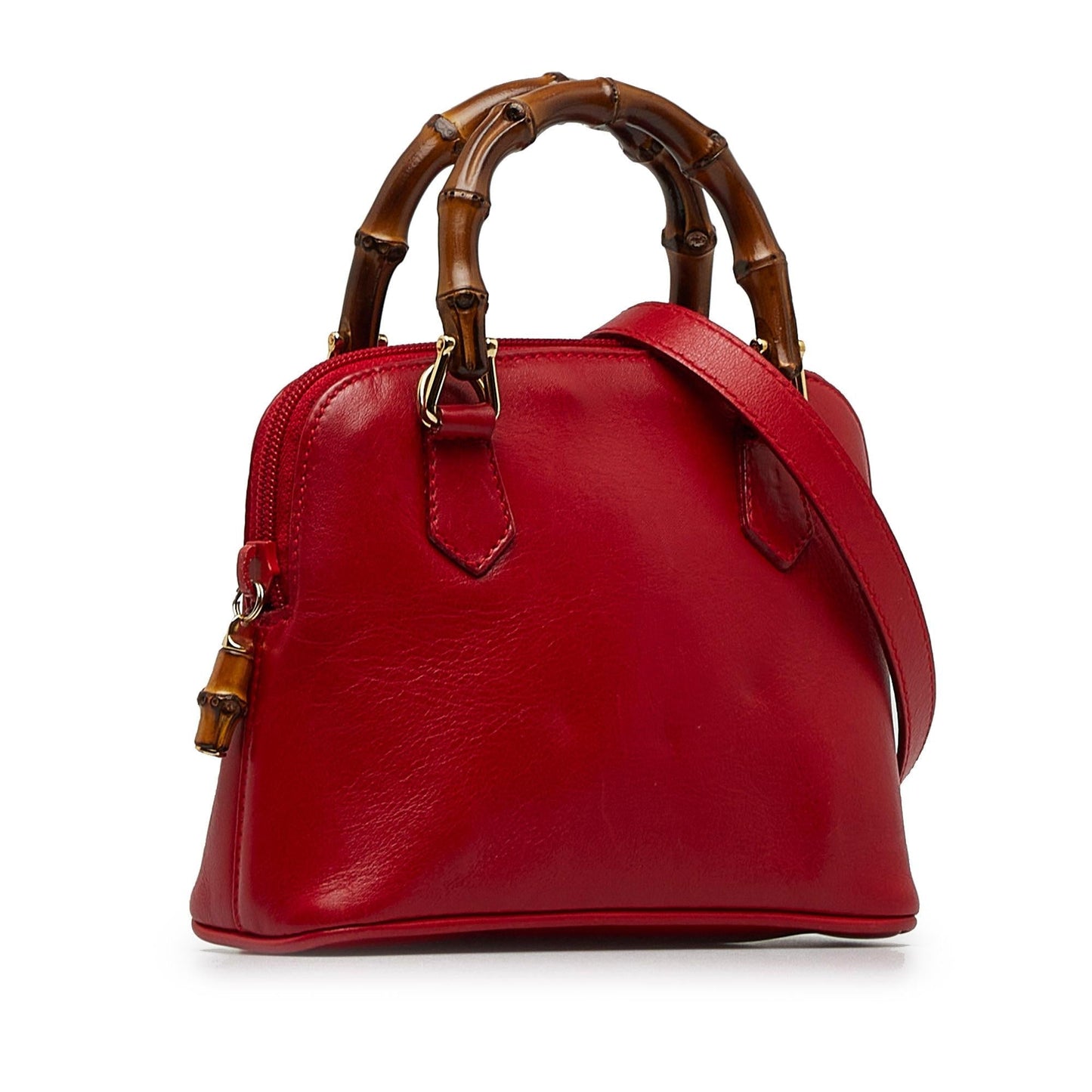 Gucci Bamboo SHG-K2JEvk Calf Red Mini Satchel Bag