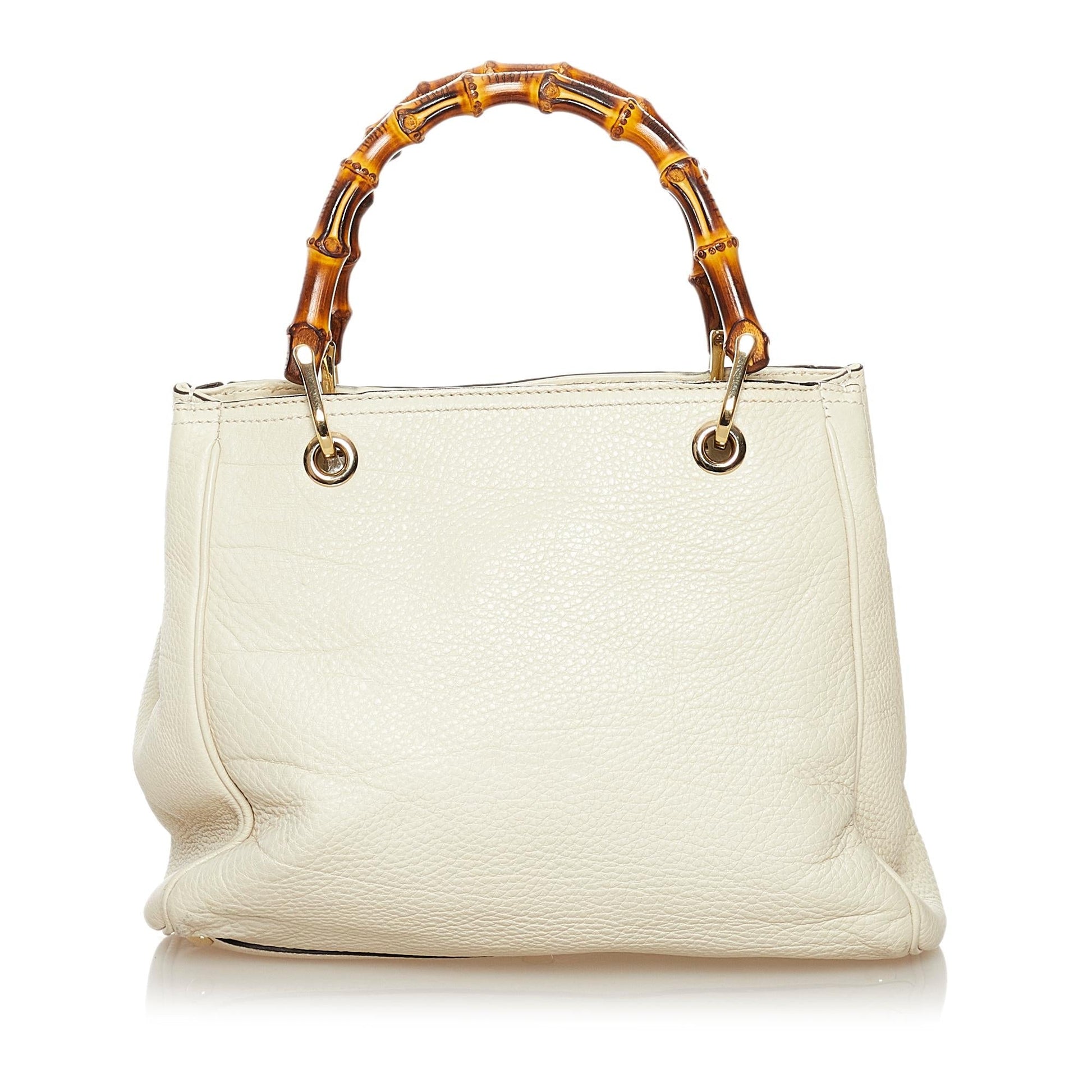 Gucci Bamboo Shopper SHG Leather Calf White Mini Satchel Bag