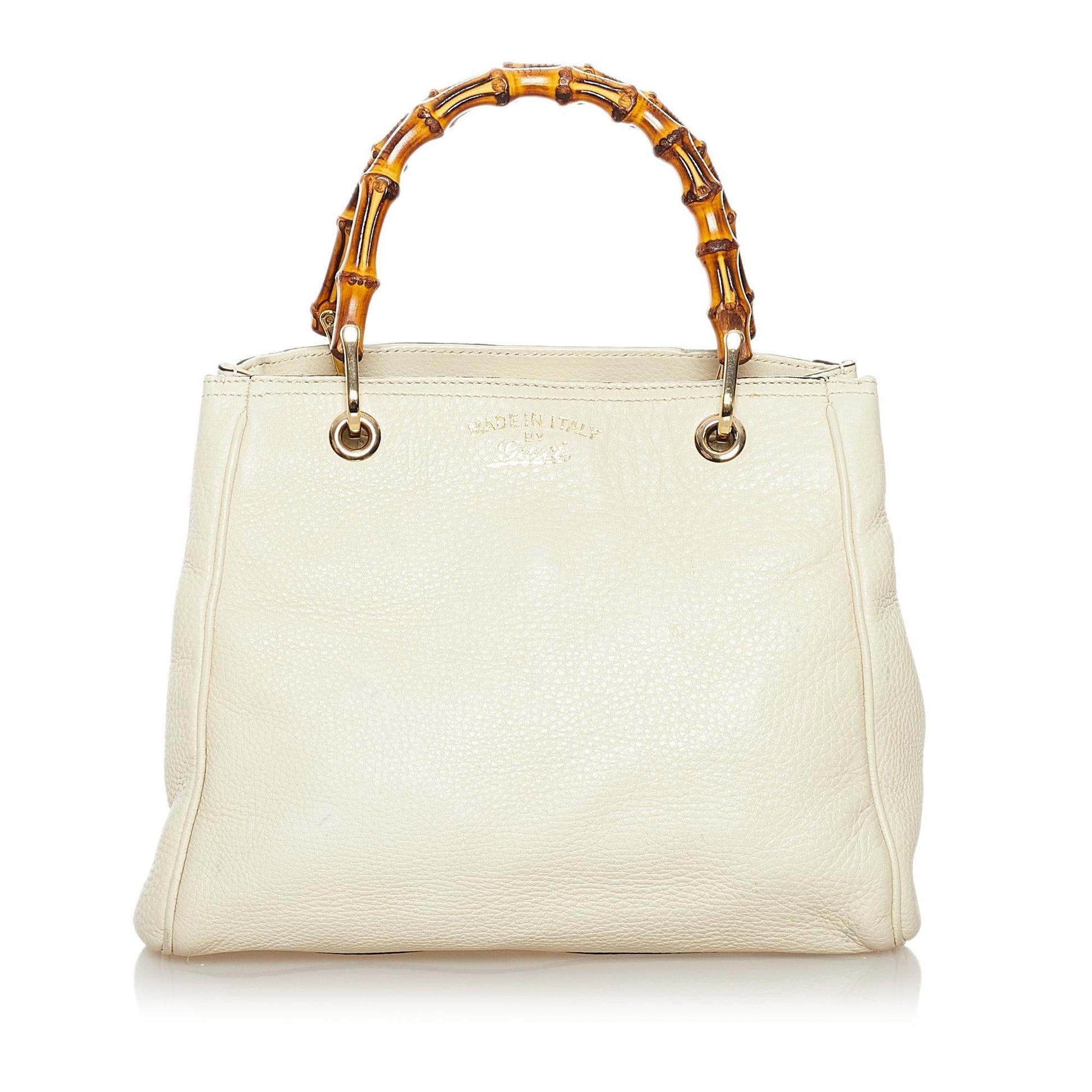 Gucci Bamboo Shopper SHG Leather Calf White Mini Satchel Bag