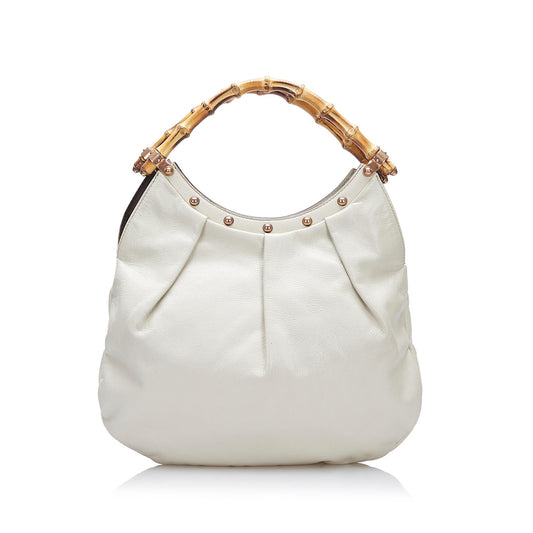 Gucci Bamboo Studded SHG-mfZiC7 Calf White Mini Shoulder Bag