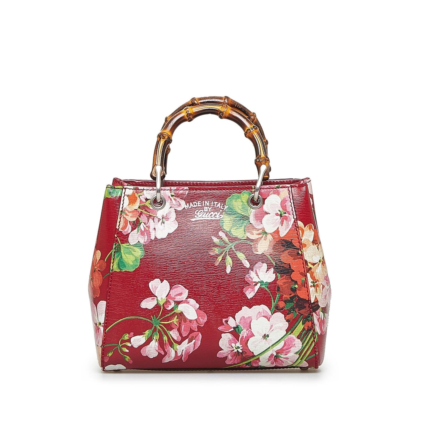Gucci Blooms Bamboo Shopper SHG-00UAfn Calf Red Mini Satchel Bag