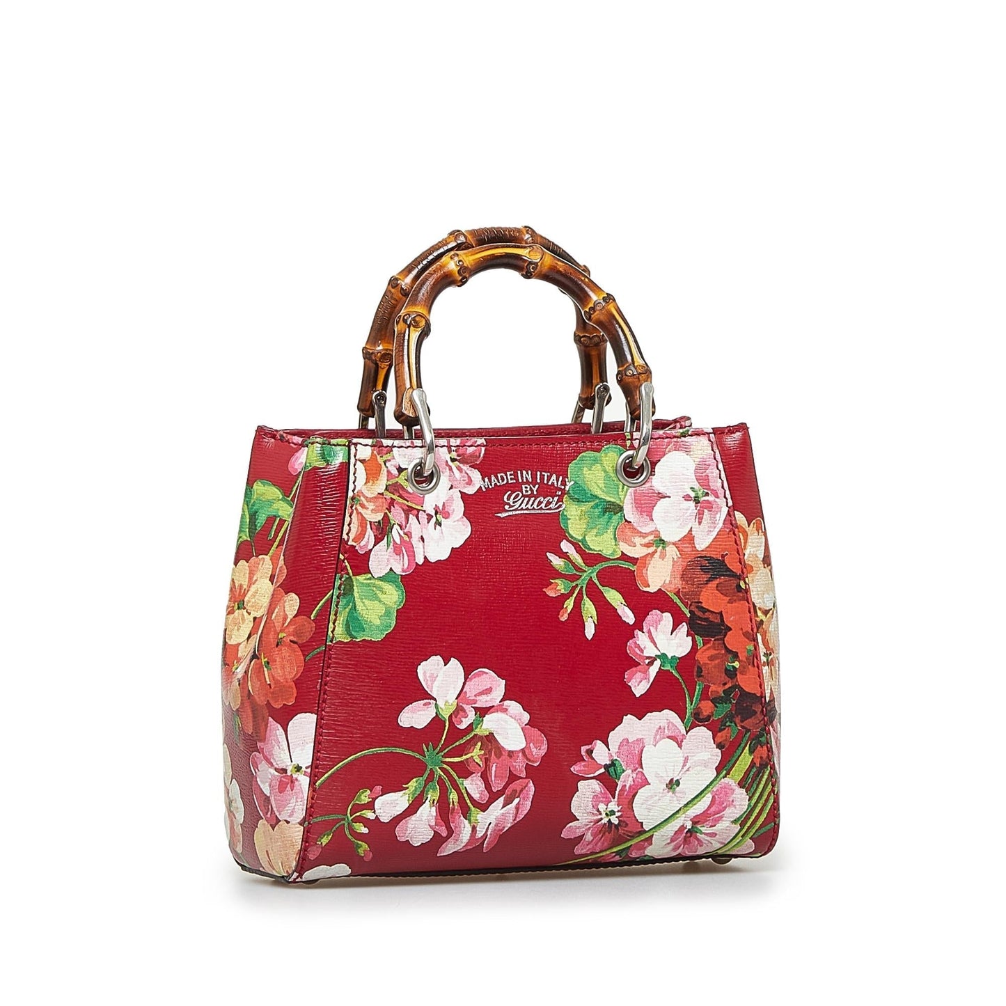 Gucci Blooms Bamboo Shopper SHG-00UAfn Calf Red Mini Satchel Bag