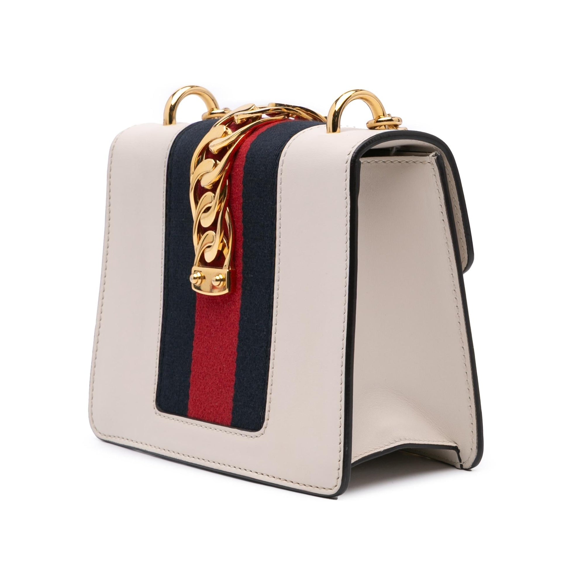 Gucci Sylvie Chain Calf Calfskin White Mini Crossbody Bag