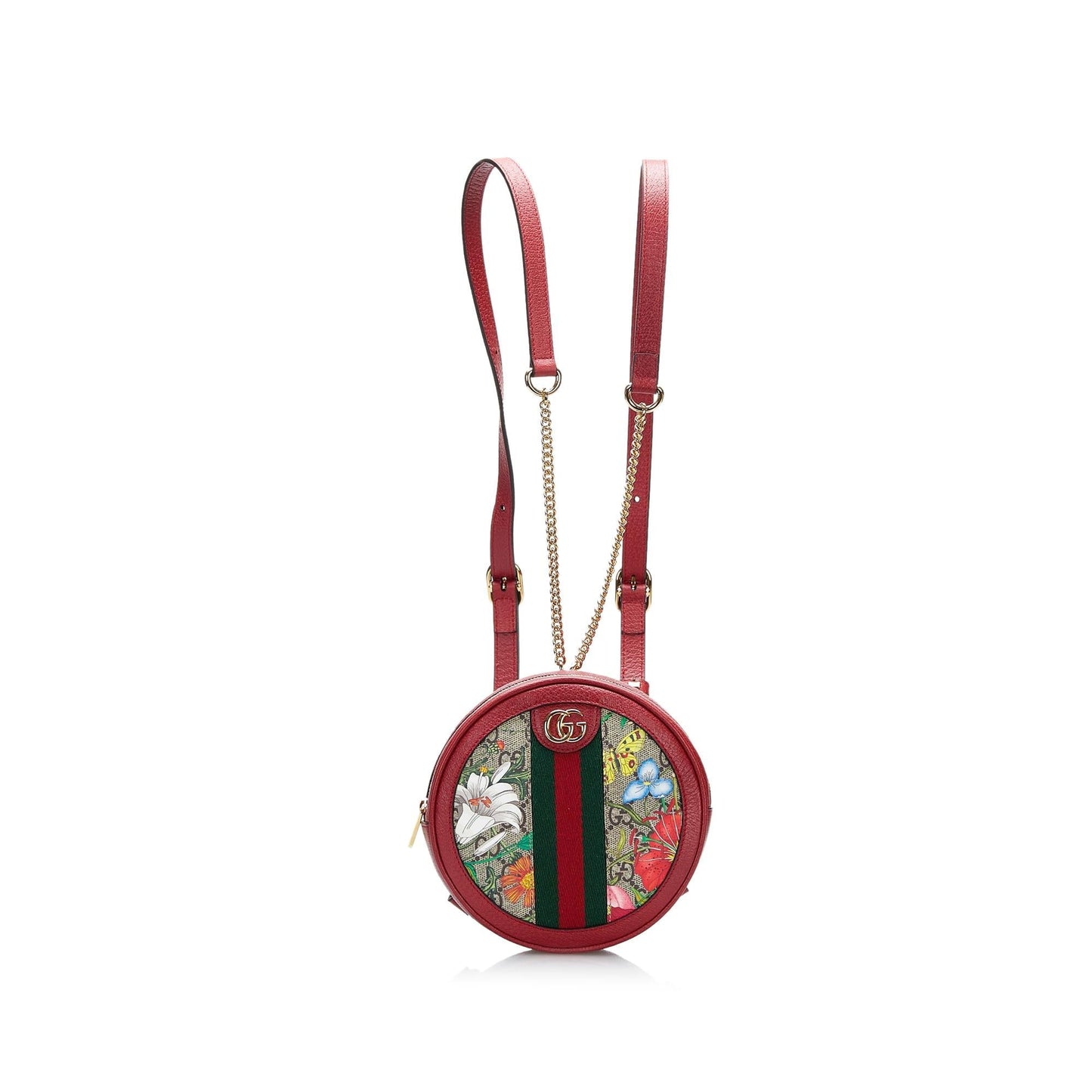 Gucci Flora GG Supreme Round Ophidia Canvas Red Mini Backpack