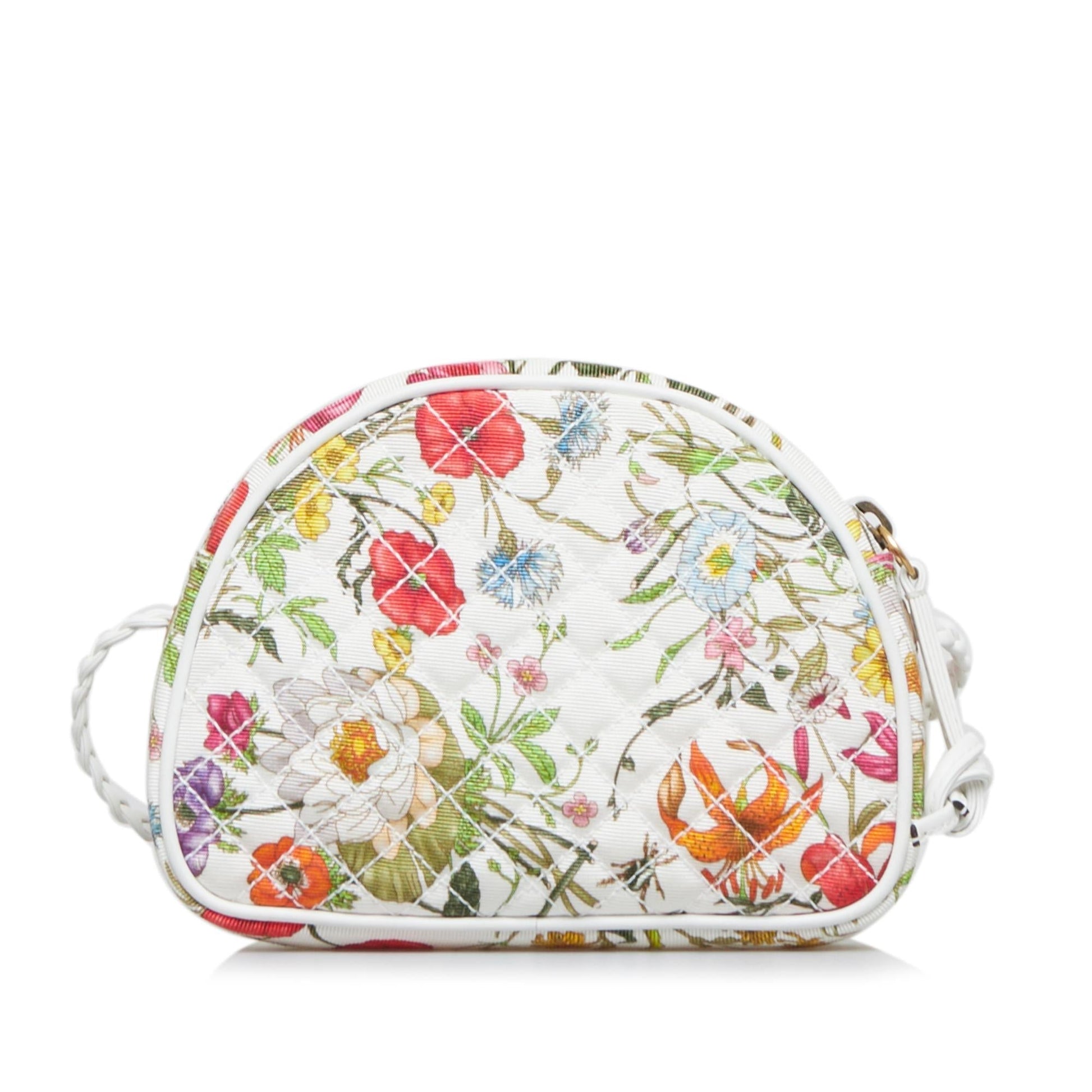 Gucci Flora Trapuntata SHG-EsClra Canvas White Mini Crossbody Bag
