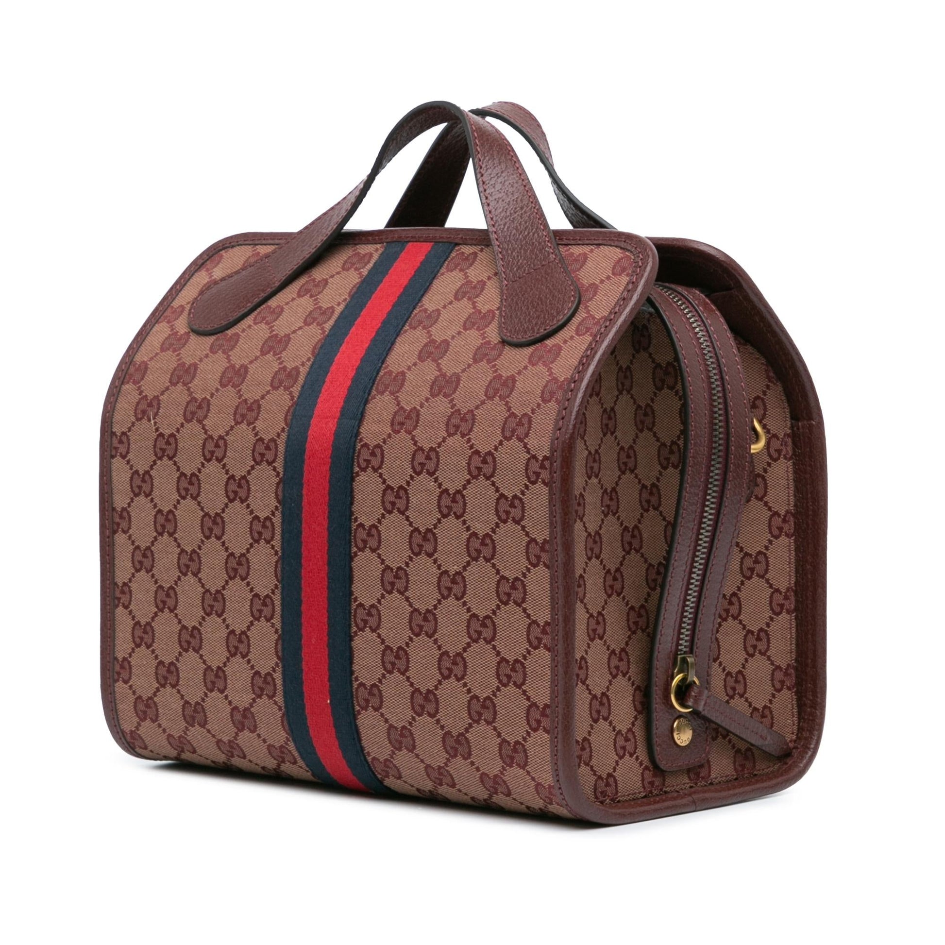 Gucci GG Ophidia Web Duffle SHG-W4bcwX Canvas Calf Red Mini Travel Bag