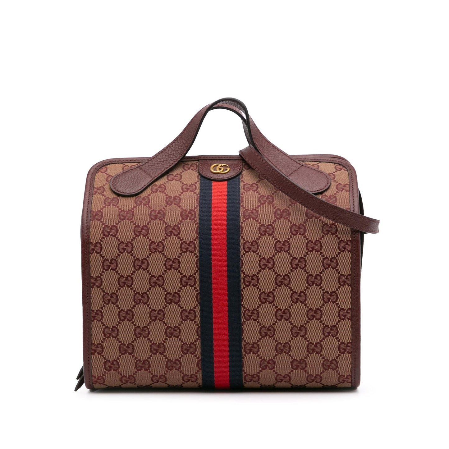 Gucci GG Ophidia Web Duffle Canvas Calf Red Mini Travel Bag Bag 1