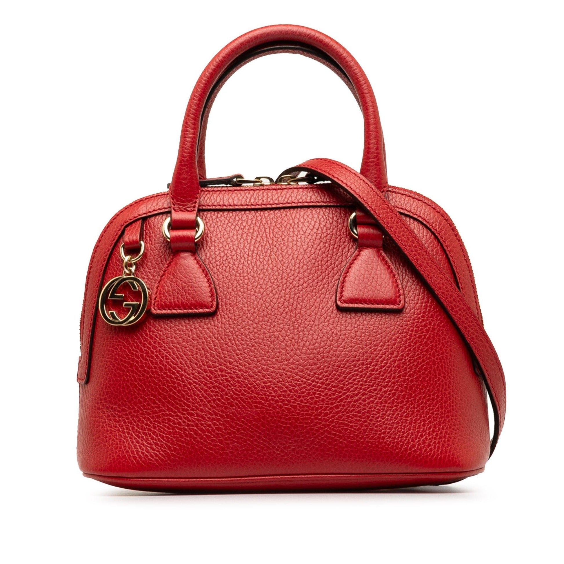 Gucci GG Charm Dome SHG-5aHUiP Calf Red Mini Satchel Bag