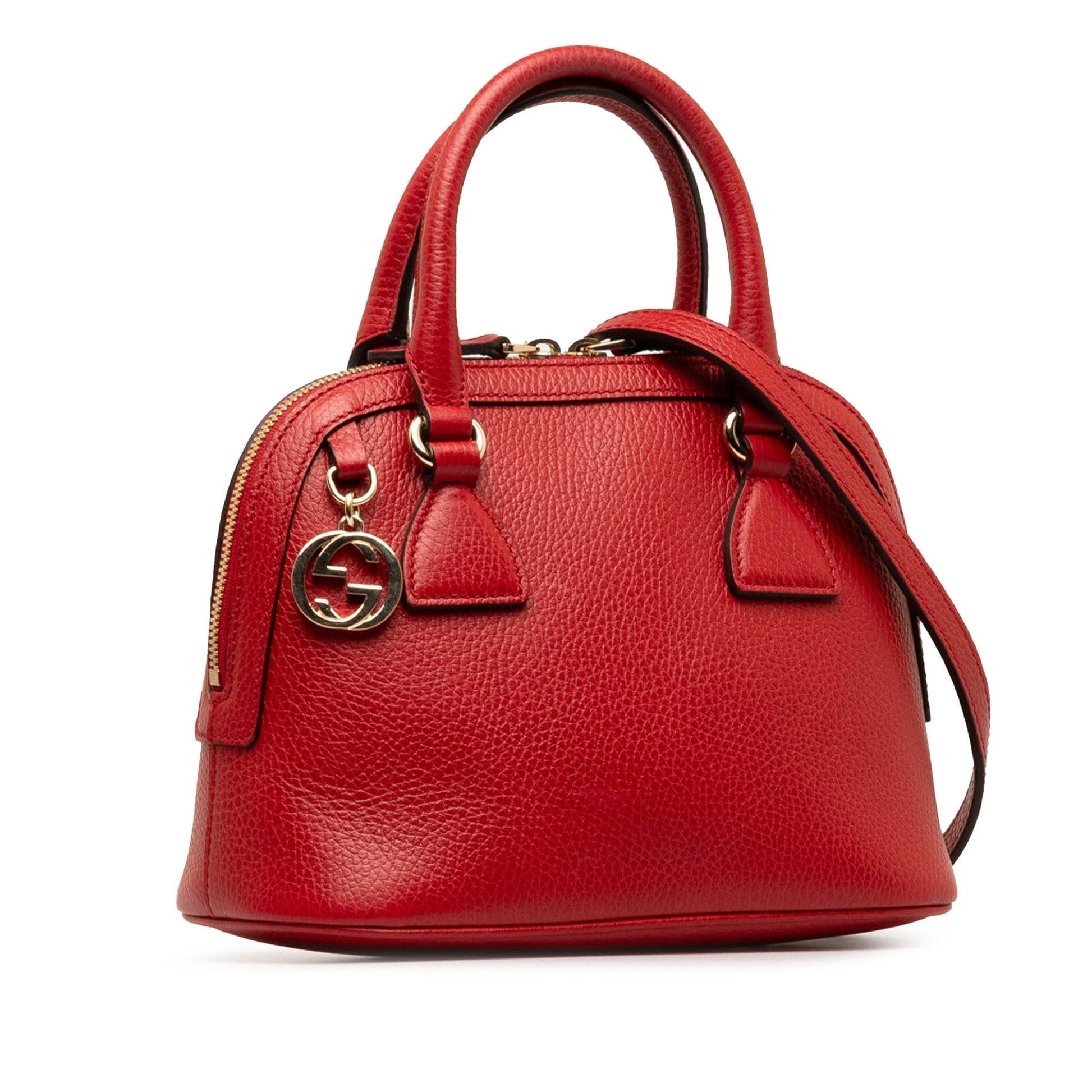 Gucci GG Charm Dome SHG-5aHUiP Calf Red Mini Satchel Bag