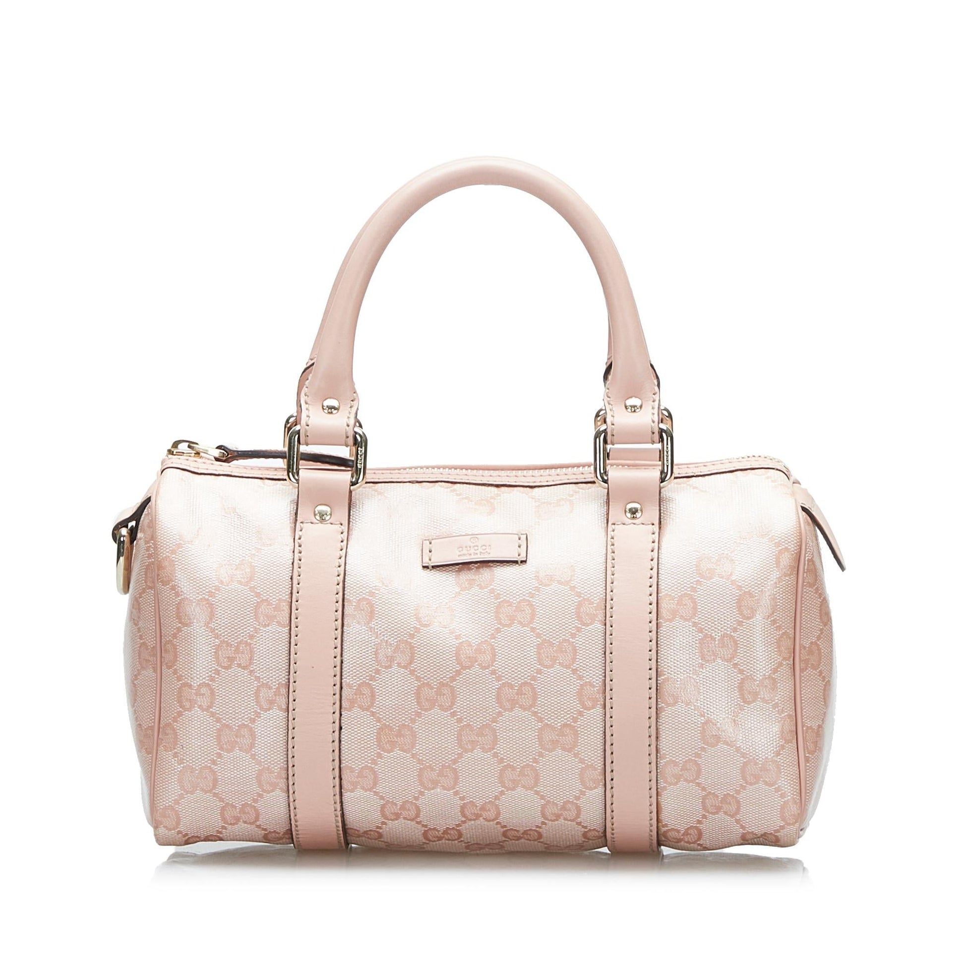 Gucci GG Crystal Joy Boston SHG-jYWoFj Canvas Calf Pink Mini Satchel Bag