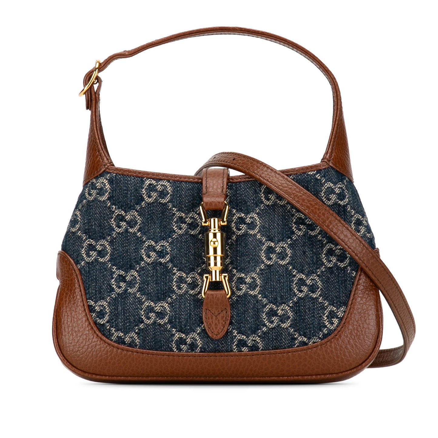 Gucci GG Jackie SHG-dokpc3 Denim Calf Brown Blue Crossbody Bag