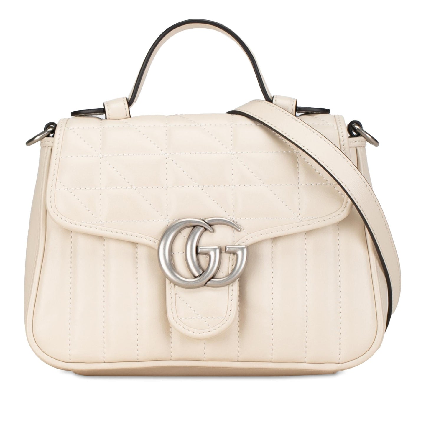 Gucci GG Marmont Aria Top Handle Matelasse Calf Brown Mini Satchel Bag