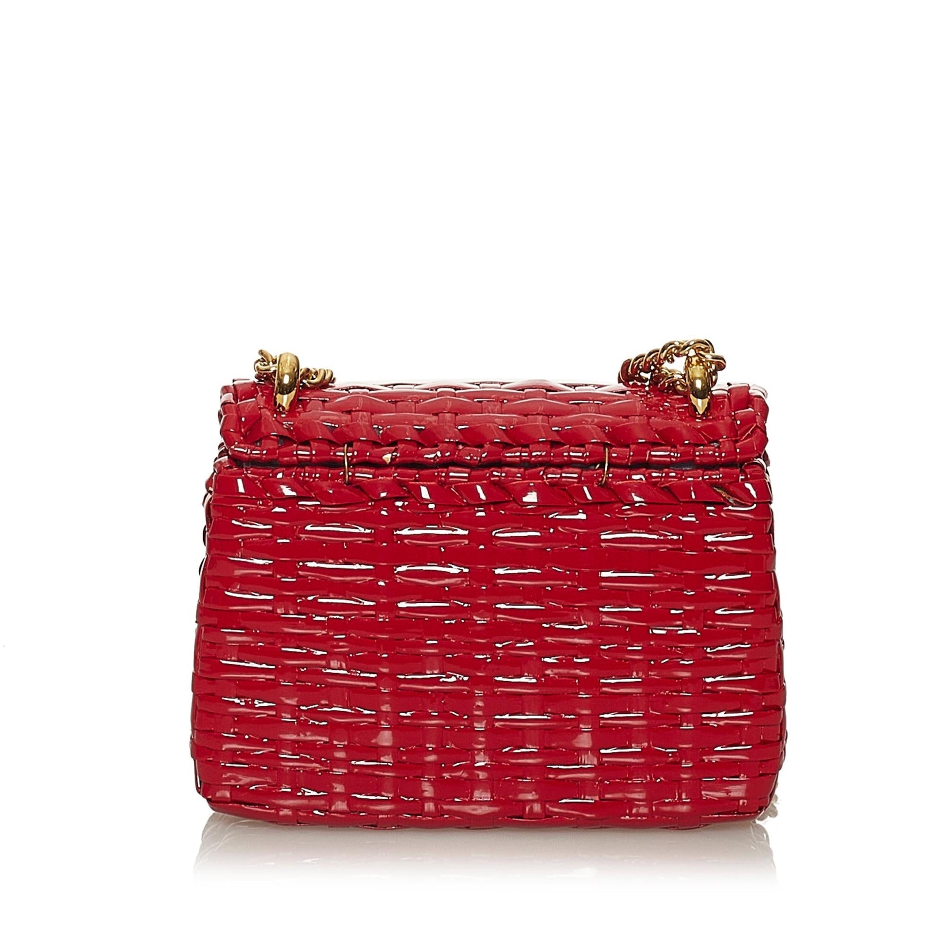 Gucci GG Marmont Cestino Wicker SHG Red Mini Crossbody Bag