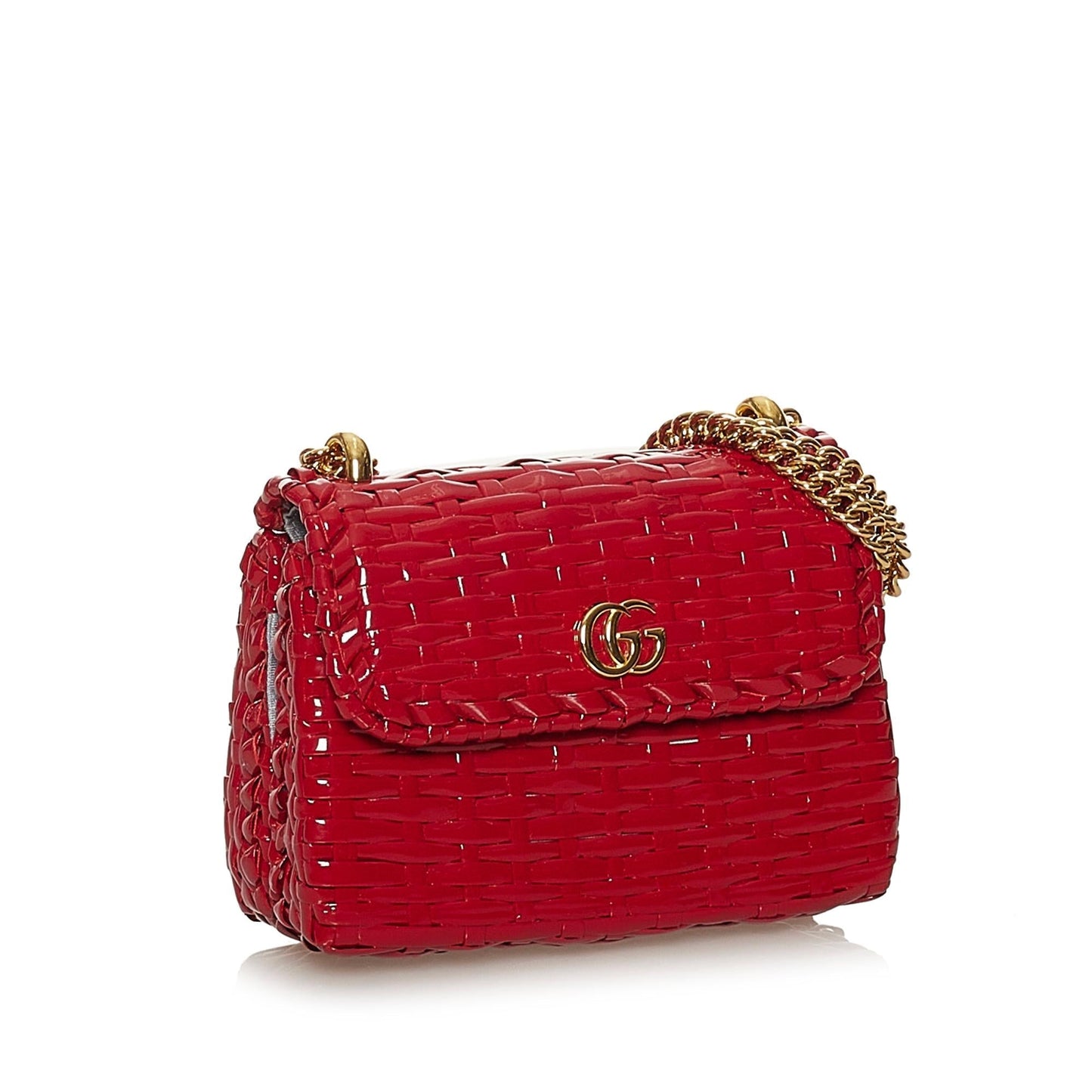 Gucci GG Marmont Cestino Wicker SHG Red Mini Crossbody Bag
