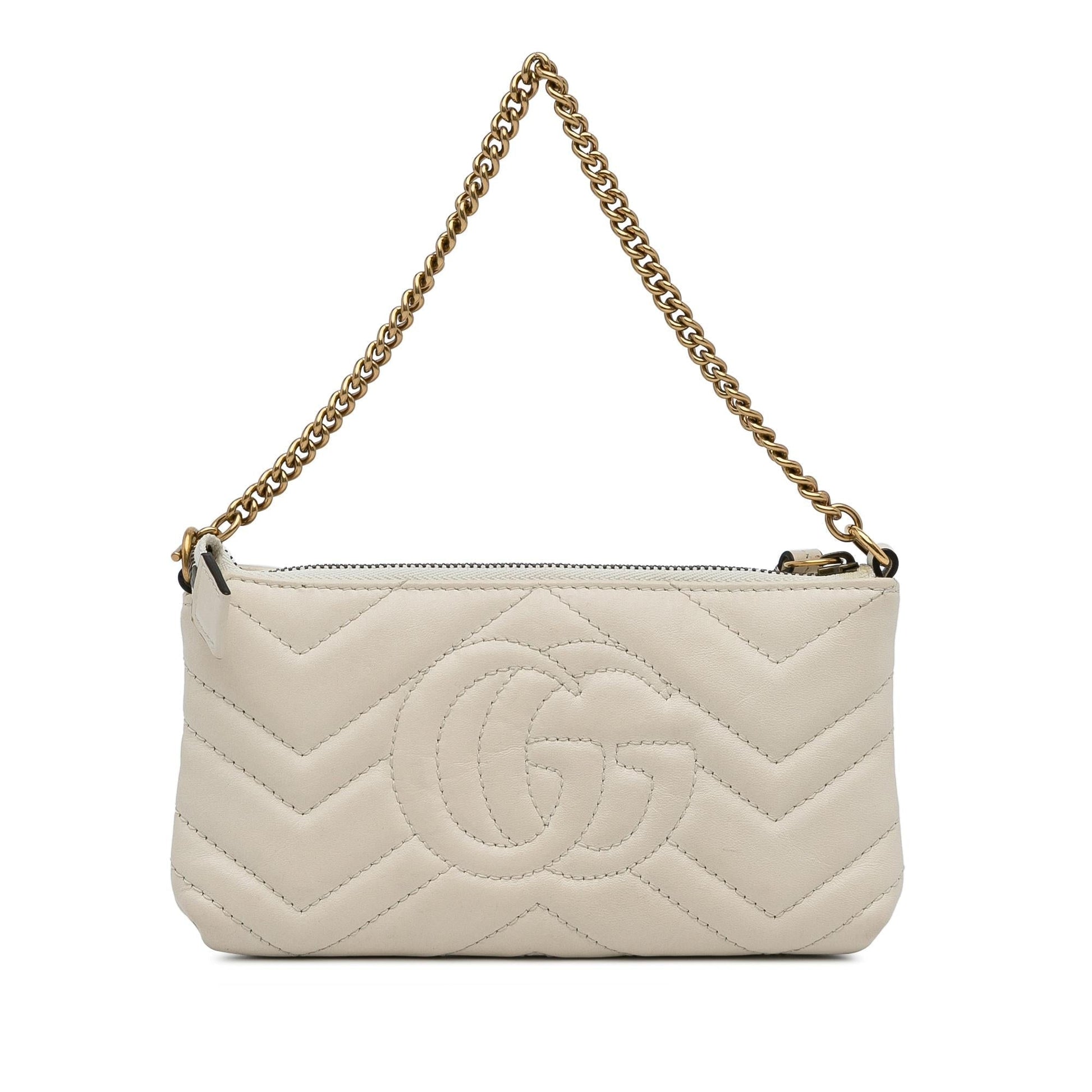 Gucci GG Marmont Baguette SHG-Rla7Nz Calf White Mini Chain Mini Bag