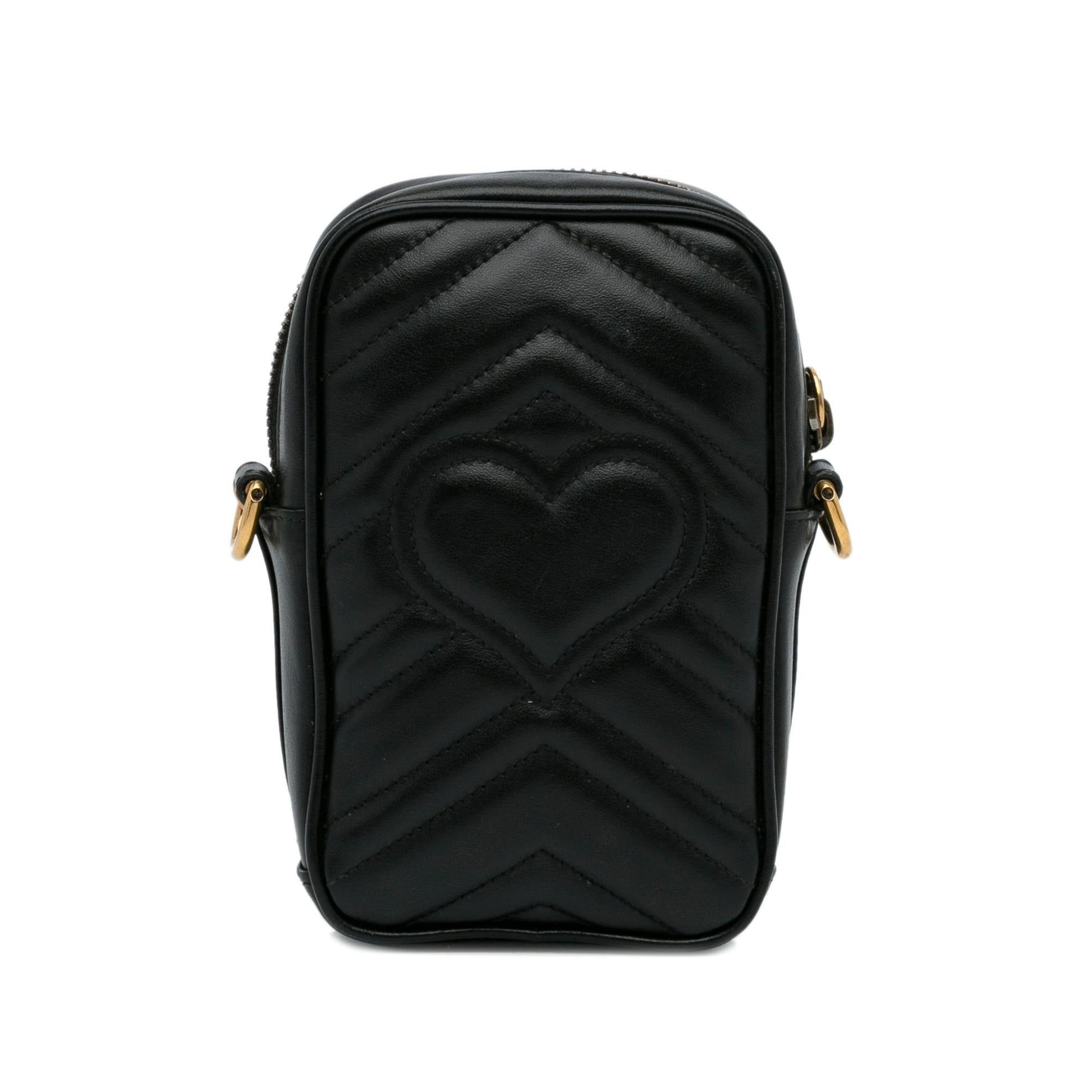 Gucci GG Marmont SHG-lsXYA5 Calf Black Mini Crossbody Bag