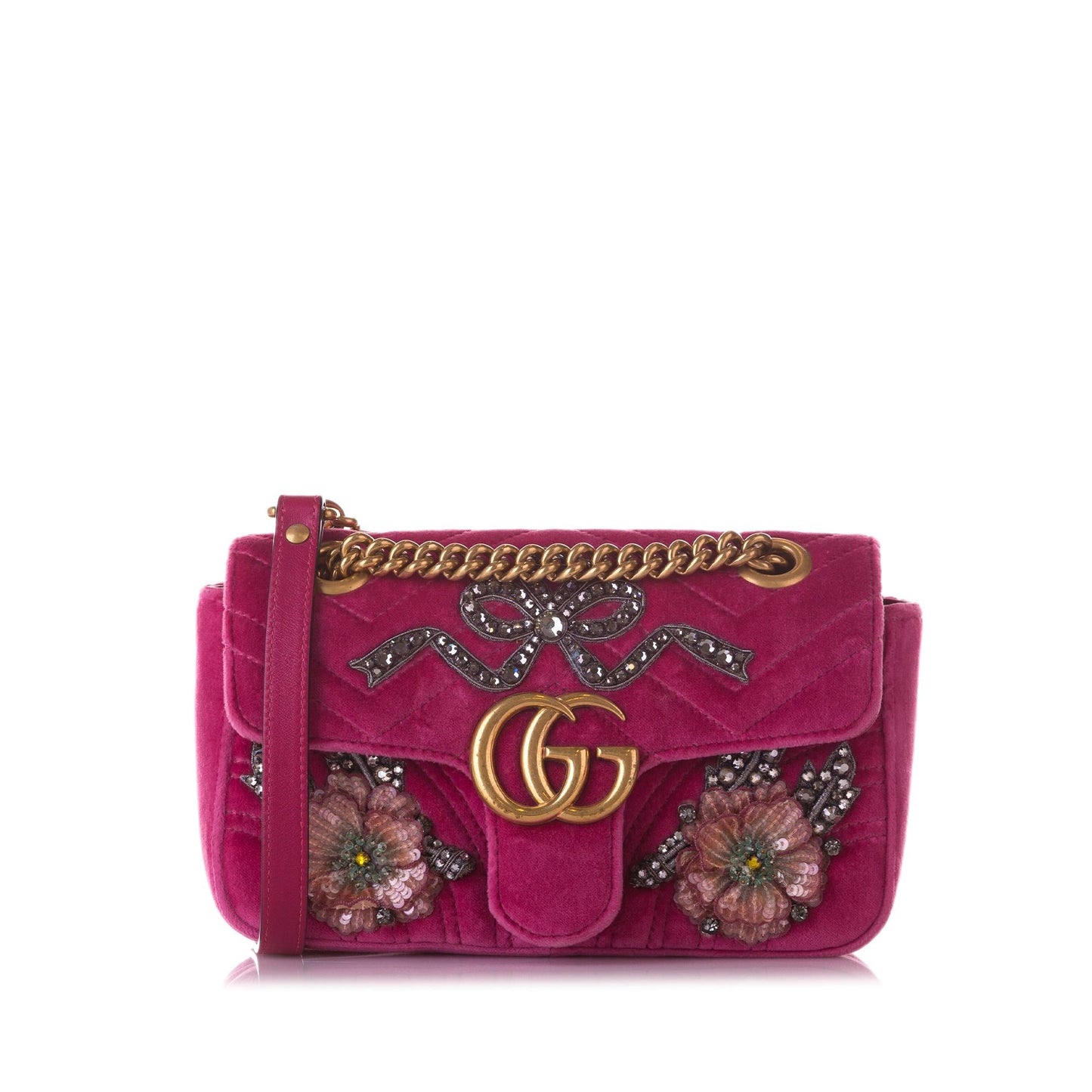 Gucci GG Marmont Embellished SHG-d9J815 Pink Mini Crossbody Bag