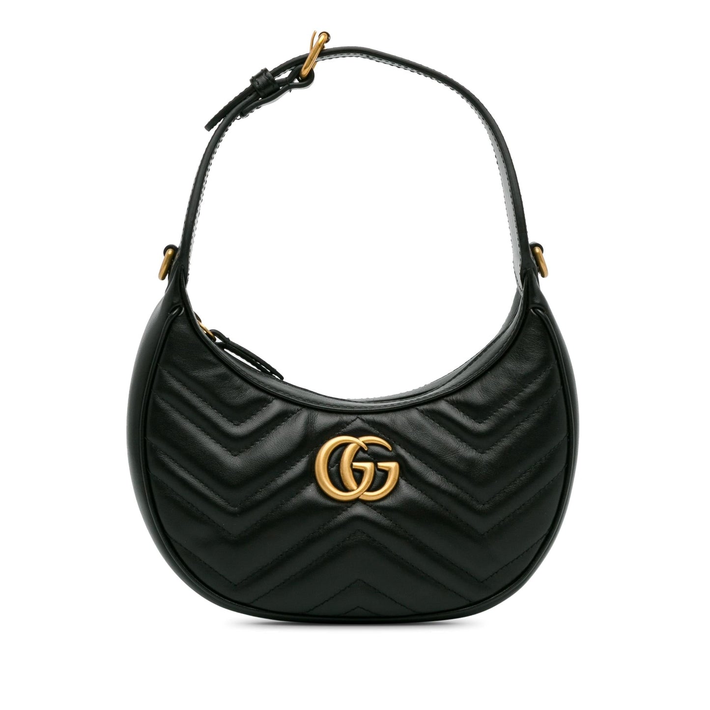 Gucci GG Marmont Half Moon SHG-ramOzt Calf Black Mini Satchel Bag