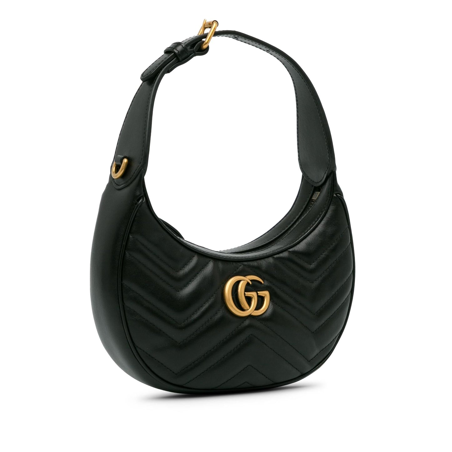 Gucci GG Marmont Half Moon SHG-ramOzt Calf Black Mini Satchel Bag