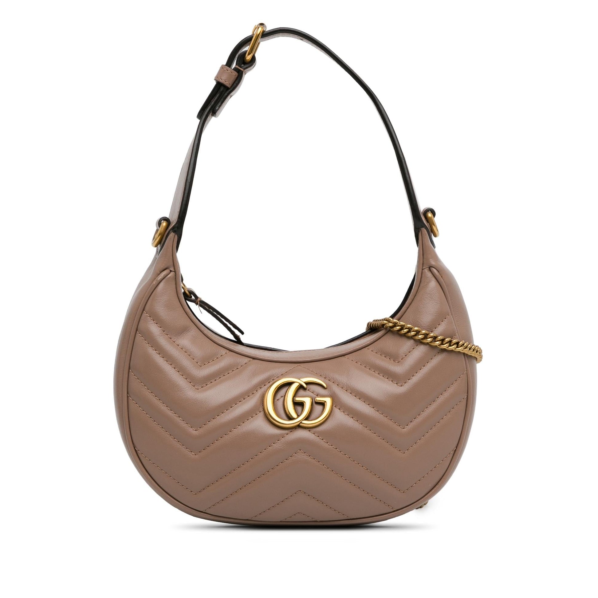 Gucci GG Marmont Half Moon SHG-IhG8D5 Calf Brown Mini Satchel Bag