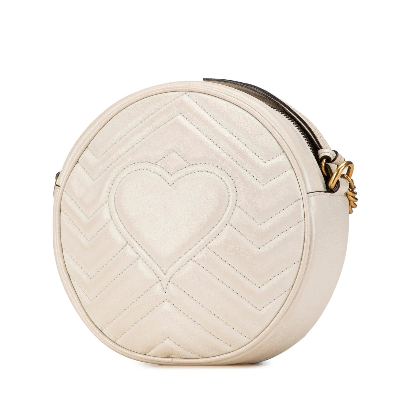 Gucci GG Marmont Round Matelasse Leather Calf White Crossbody Bag