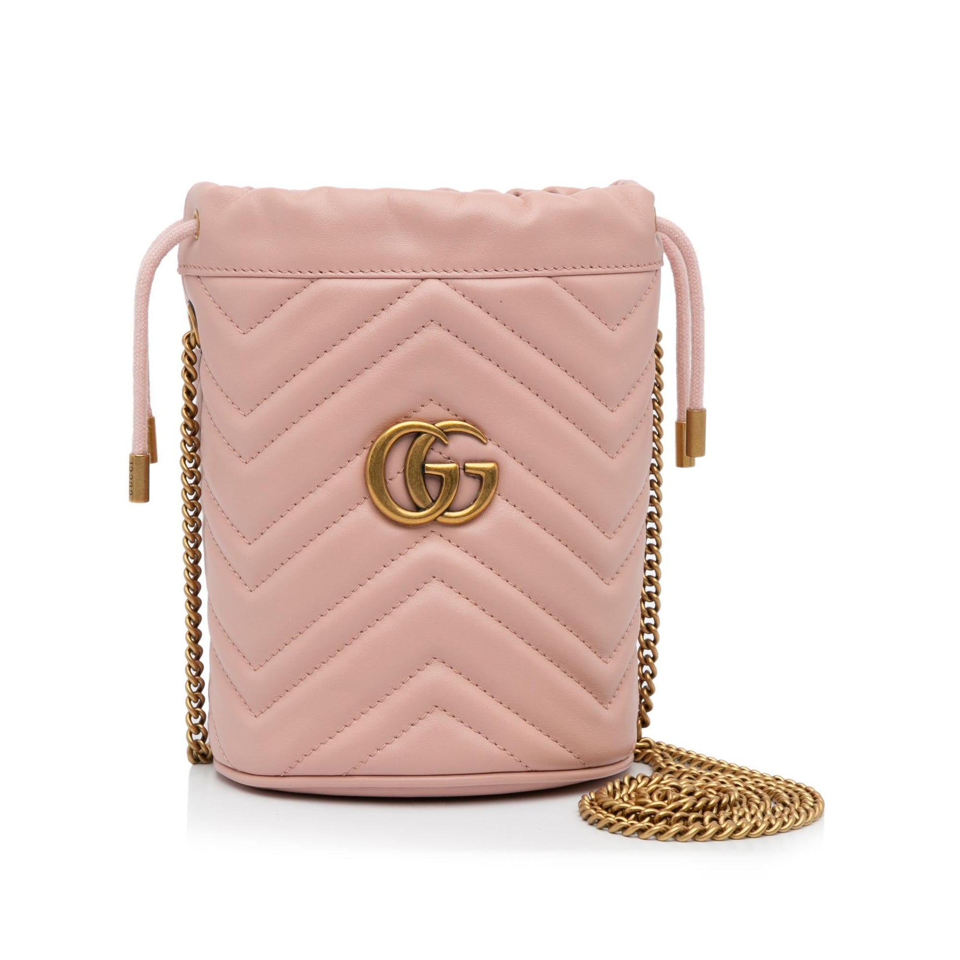 Gucci GG Marmont Bucket SHG-yidCFA Matelasse Calf Pink Mini Shoulder Bag