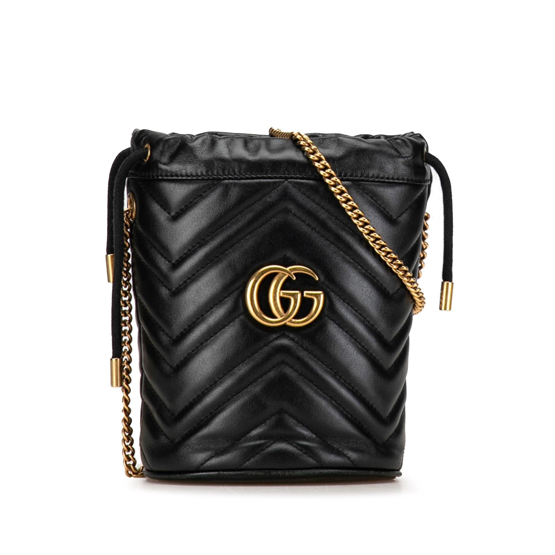 Gucci GG Marmont Bucket Matelasse Calf Black Mini Shoulder Bag