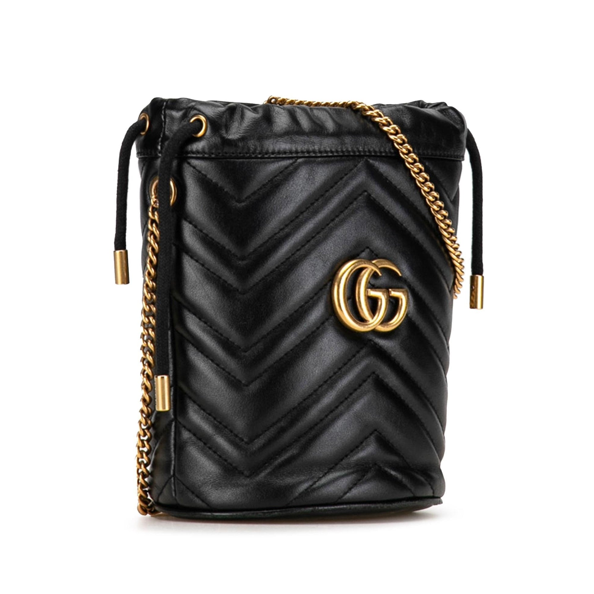 Gucci GG Marmont Bucket Matelasse Calf Black Mini Shoulder Bag