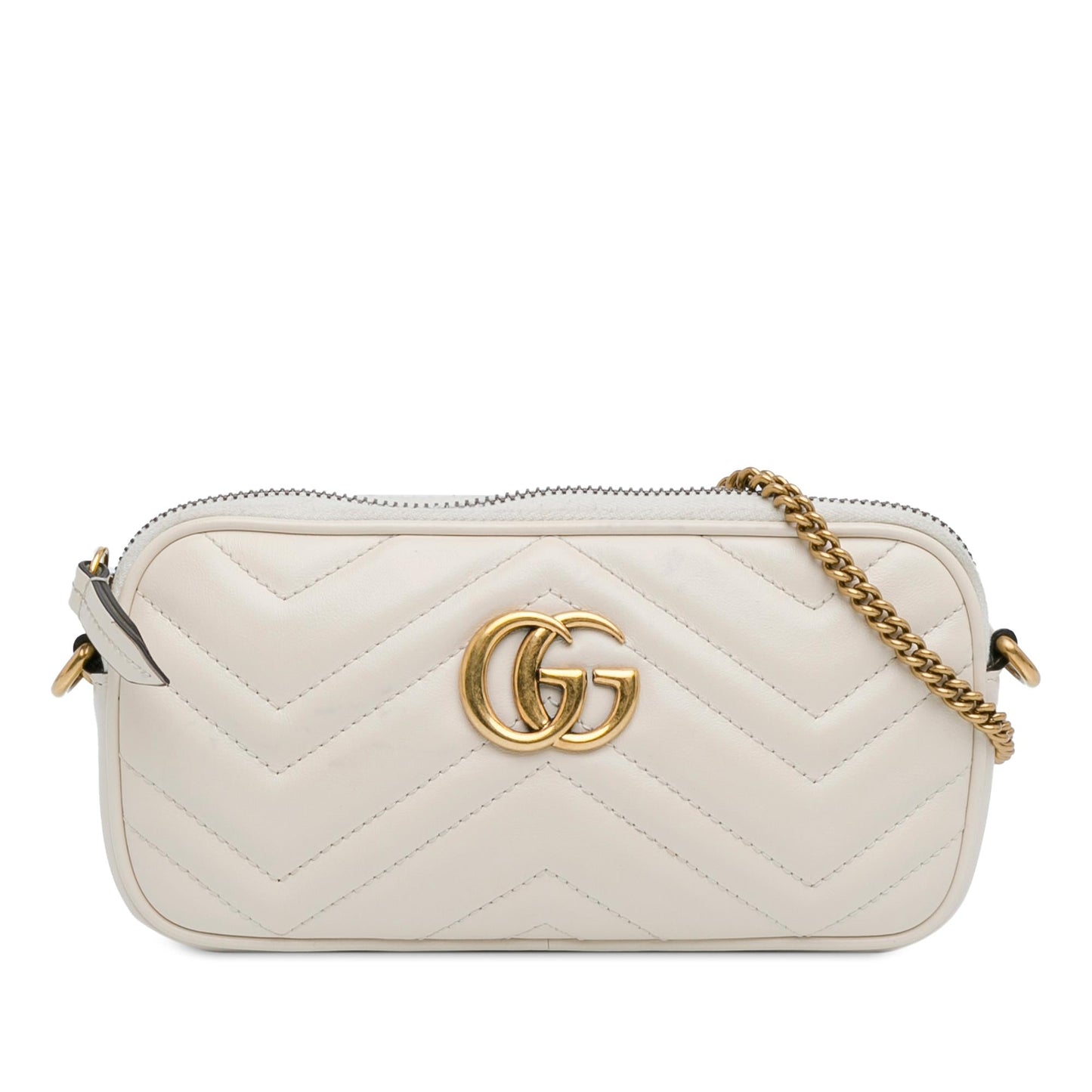 Gucci GG Marmont Camera SHG-ORpyrF Matelasse Calf White Mini Crossbody Bag
