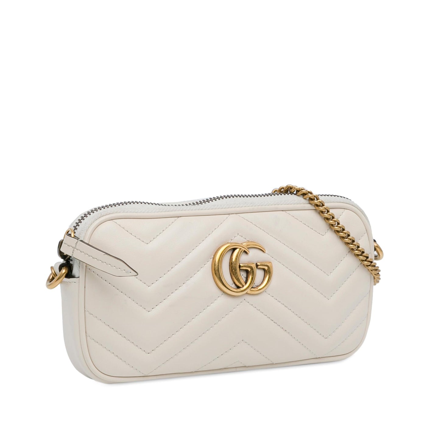 Gucci GG Marmont Camera SHG-ORpyrF Matelasse Calf White Mini Crossbody Bag