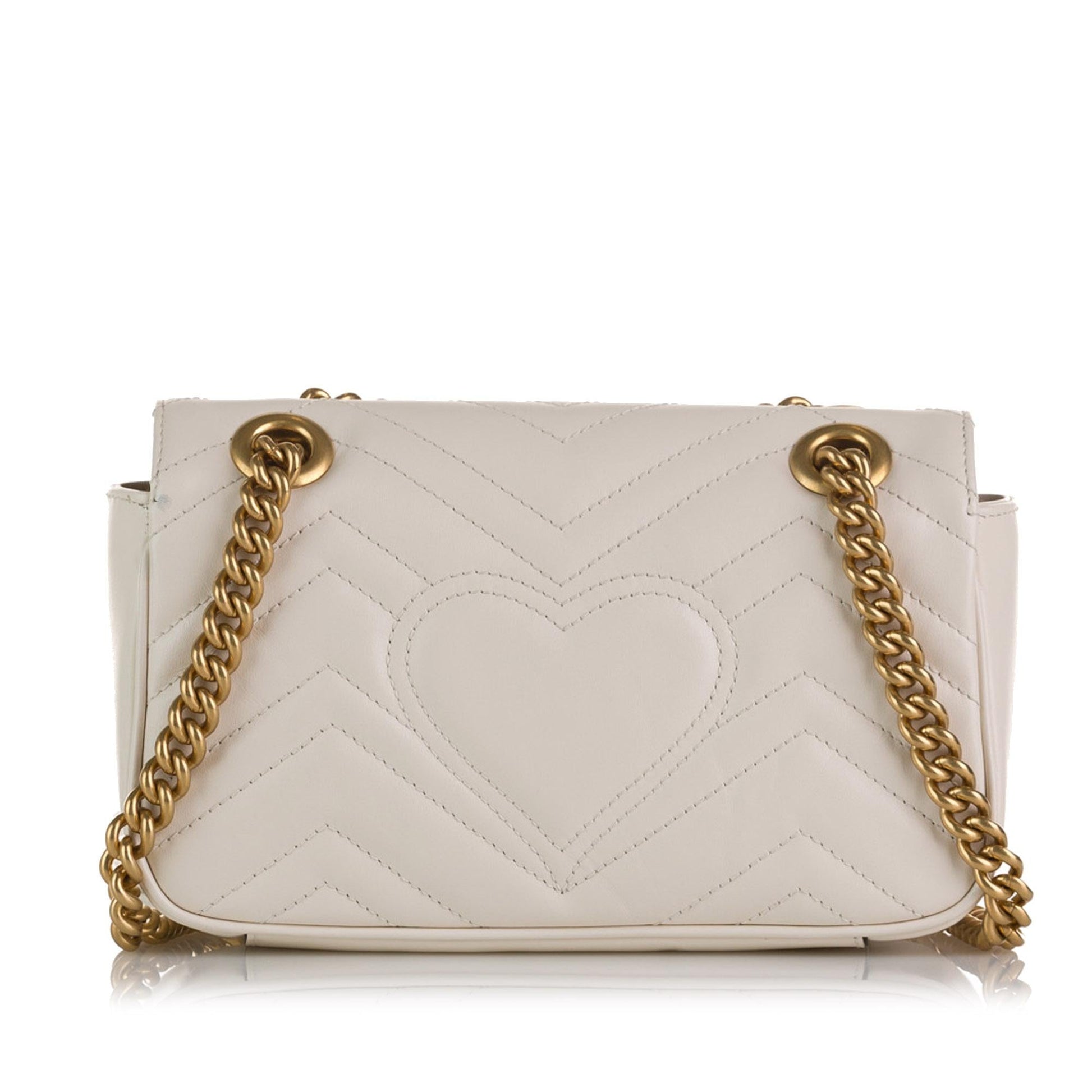 Gucci GG Marmont SHG-PqL4OQ Matelasse Calf White Mini Crossbody Bag