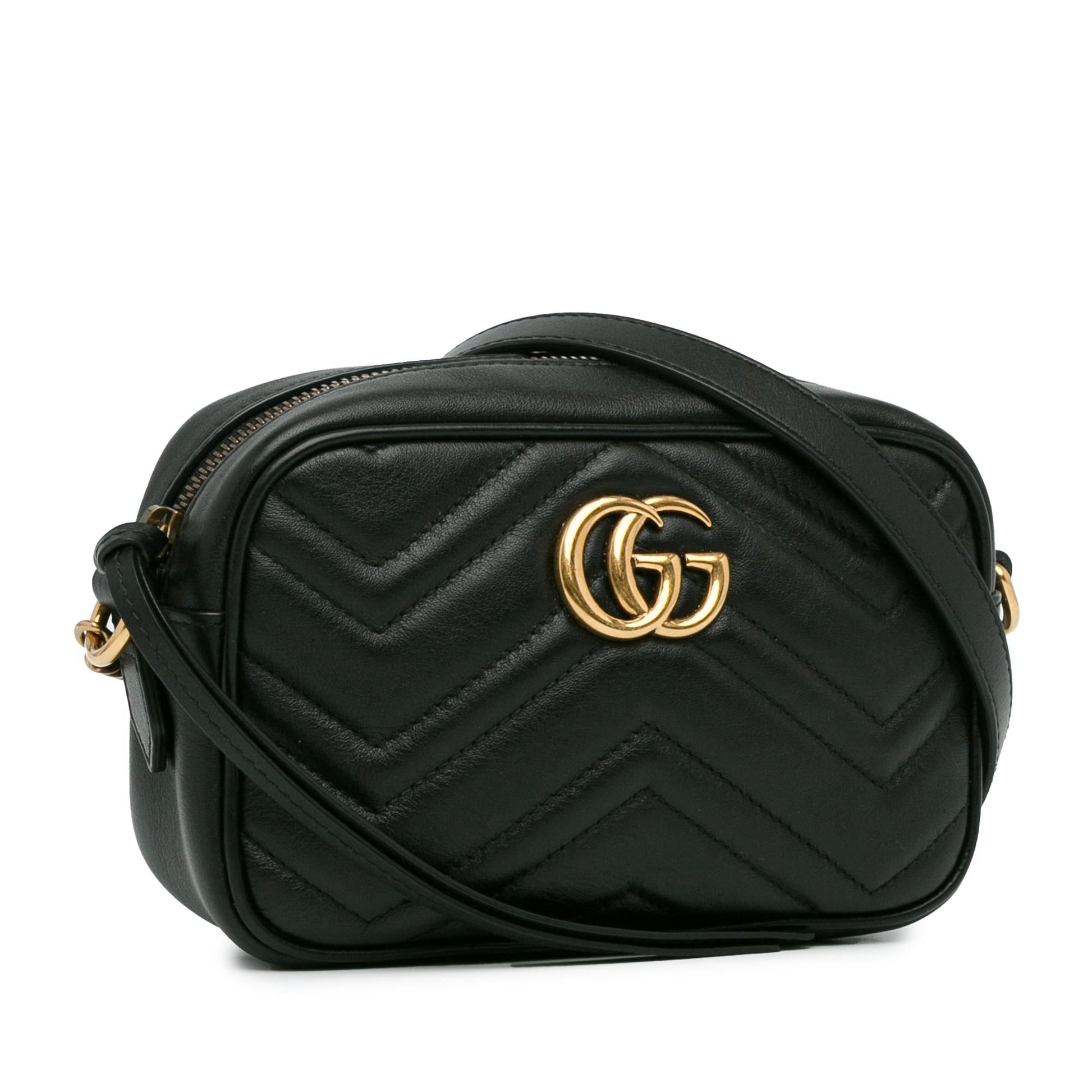 Gucci GG Marmont SHG-FuNYR9 Matelasse Calf Black Mini Crossbody Bag