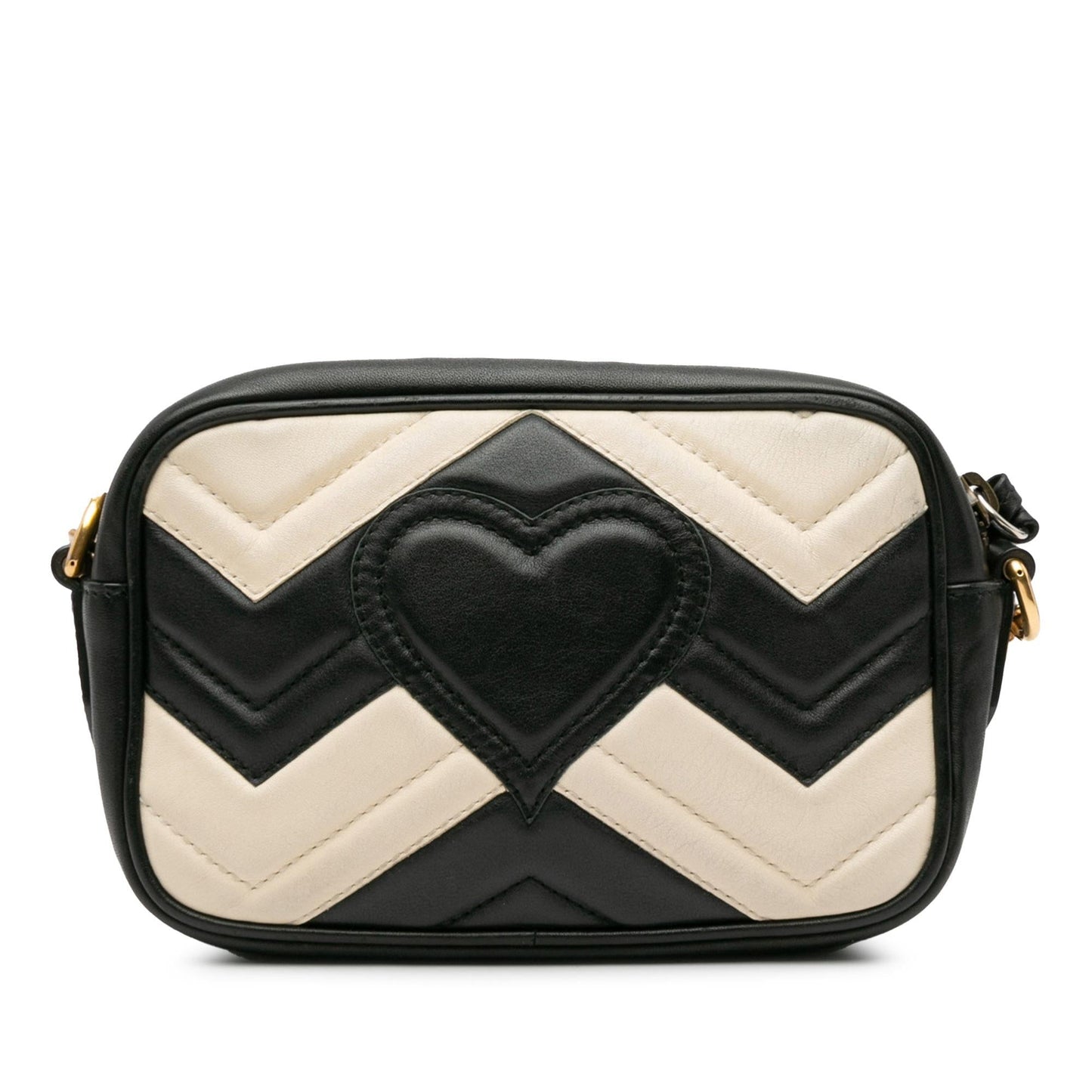 Gucci GG Marmont SHG-MNuK5d Matelasse Calf Black White Crossbody Bag