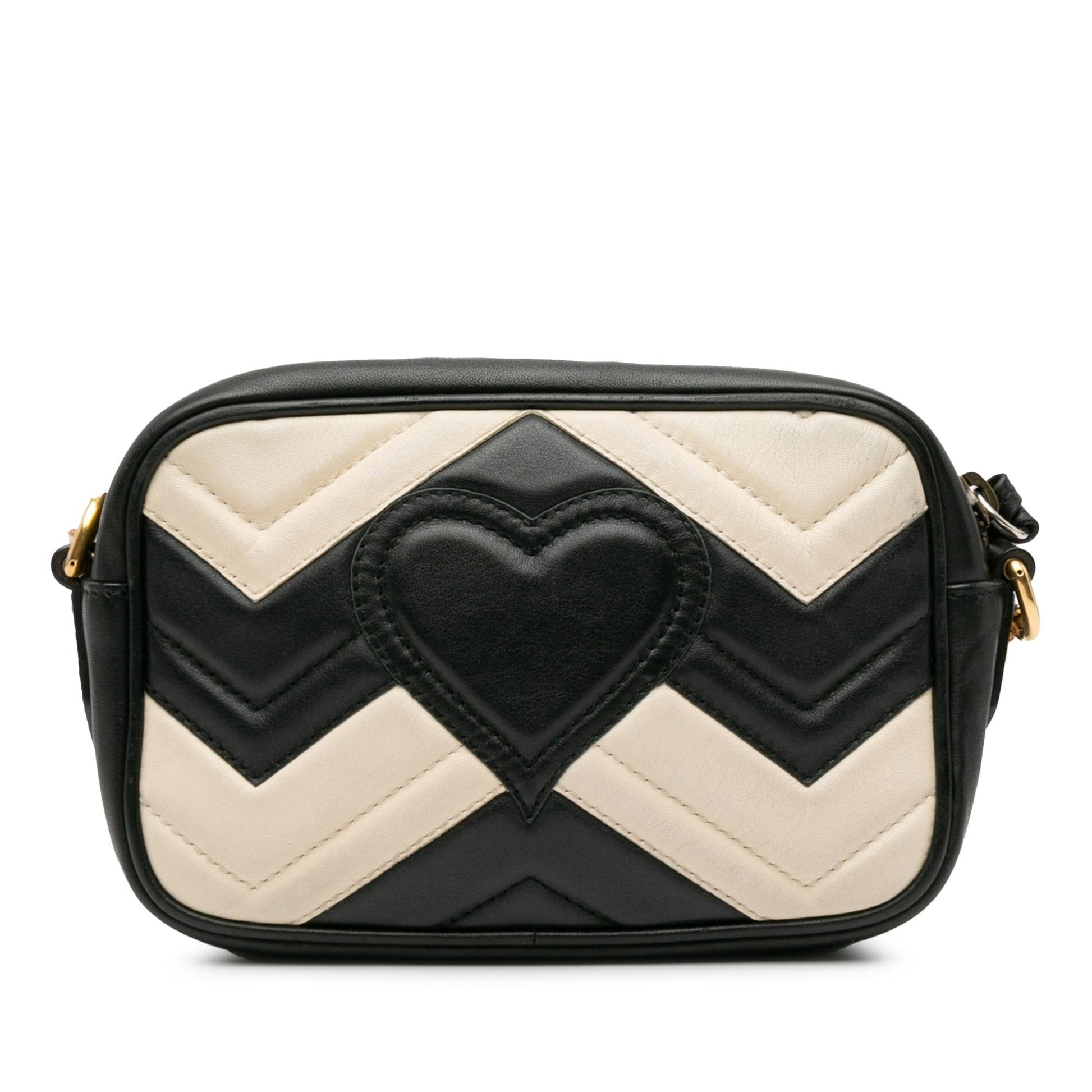 Gucci GG Marmont SHG-dRMB0t Matelasse Calf Black White Crossbody Bag