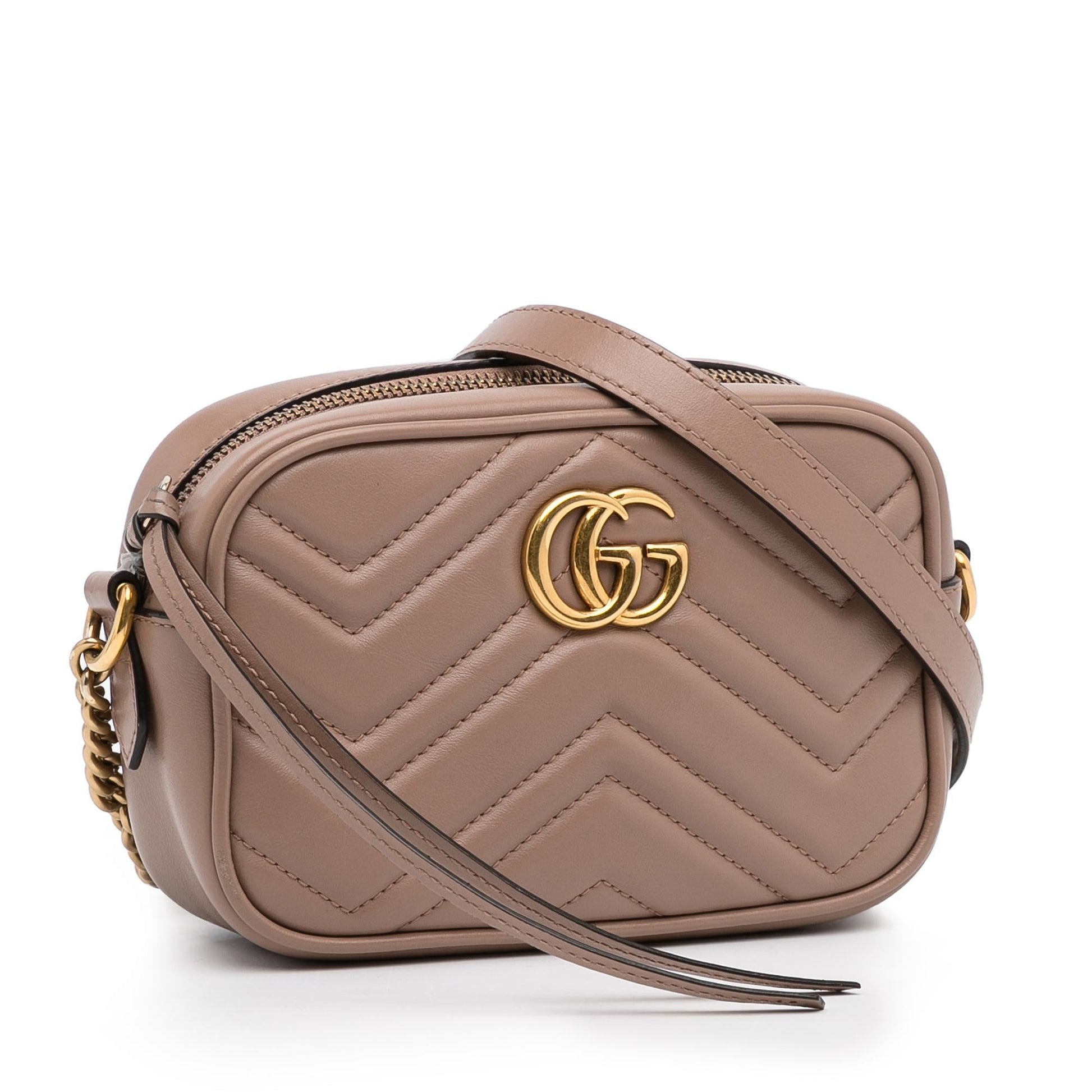 Gucci GG Marmont SHG-r1hvKf Matelasse Calf Brown Mini Crossbody Bag