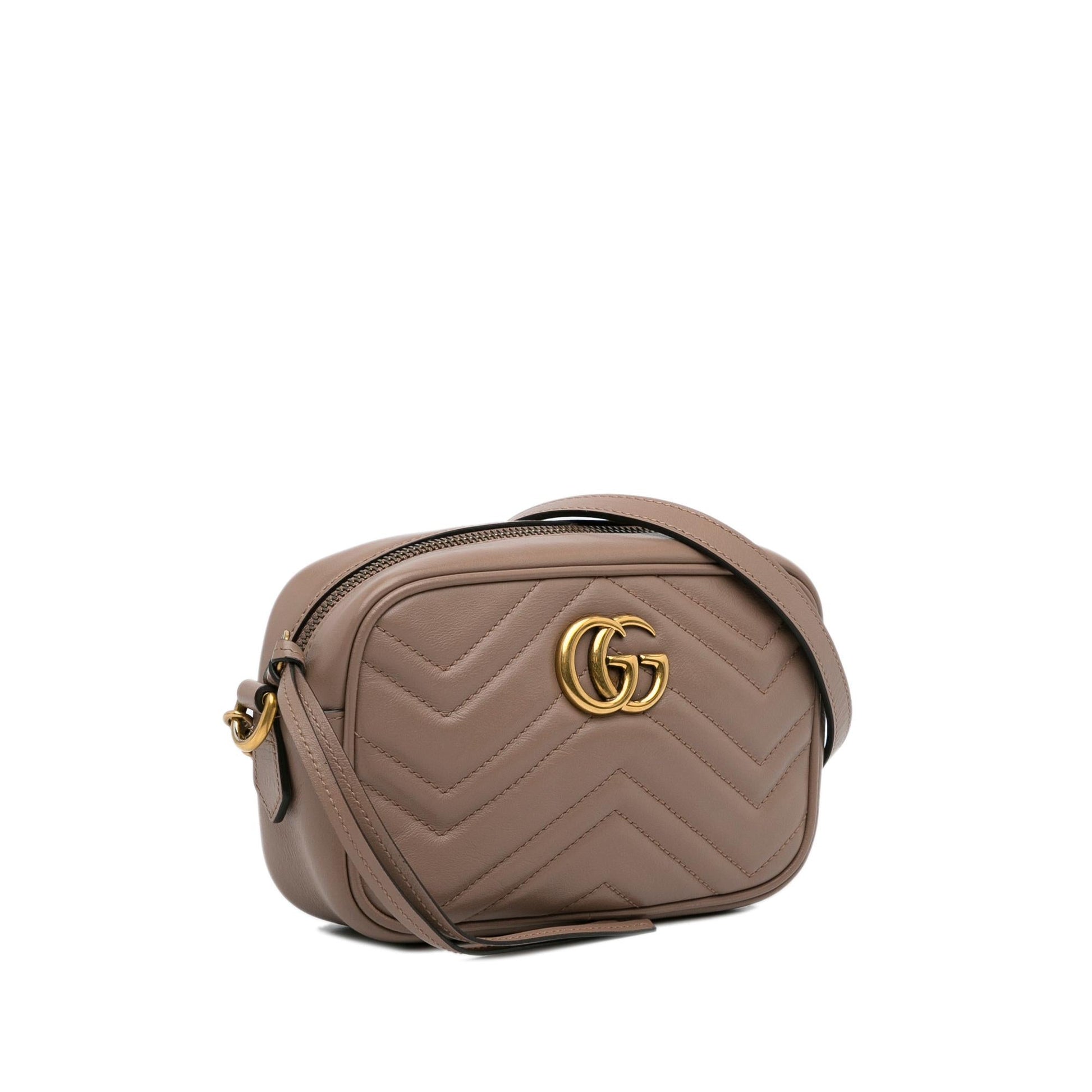 Gucci GG Marmont SHG-G4ySXO Matelasse Calf Brown Mini Crossbody Bag
