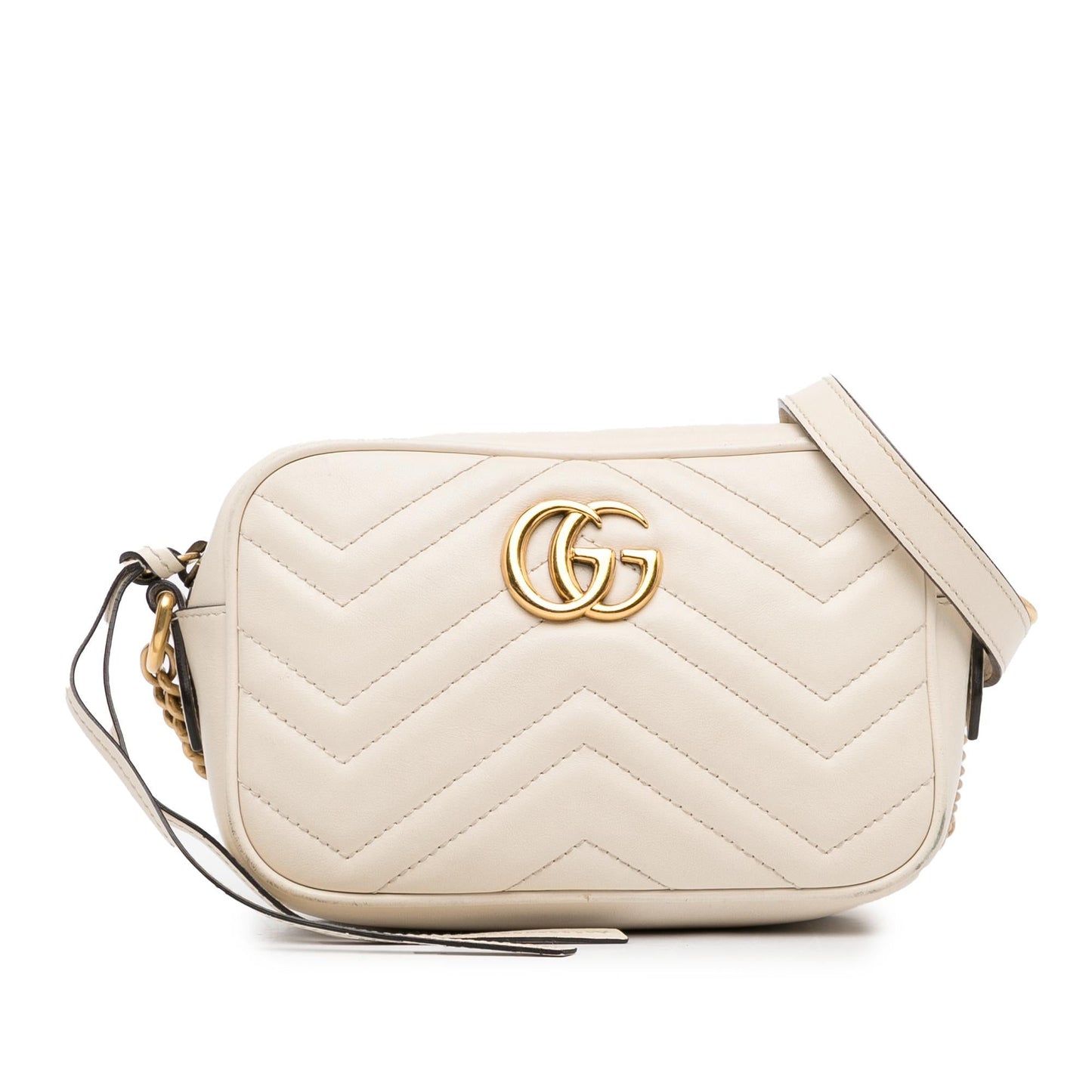 Gucci GG Marmont SHG-Zpsdpz Matelasse Calf White Mini Crossbody Bag