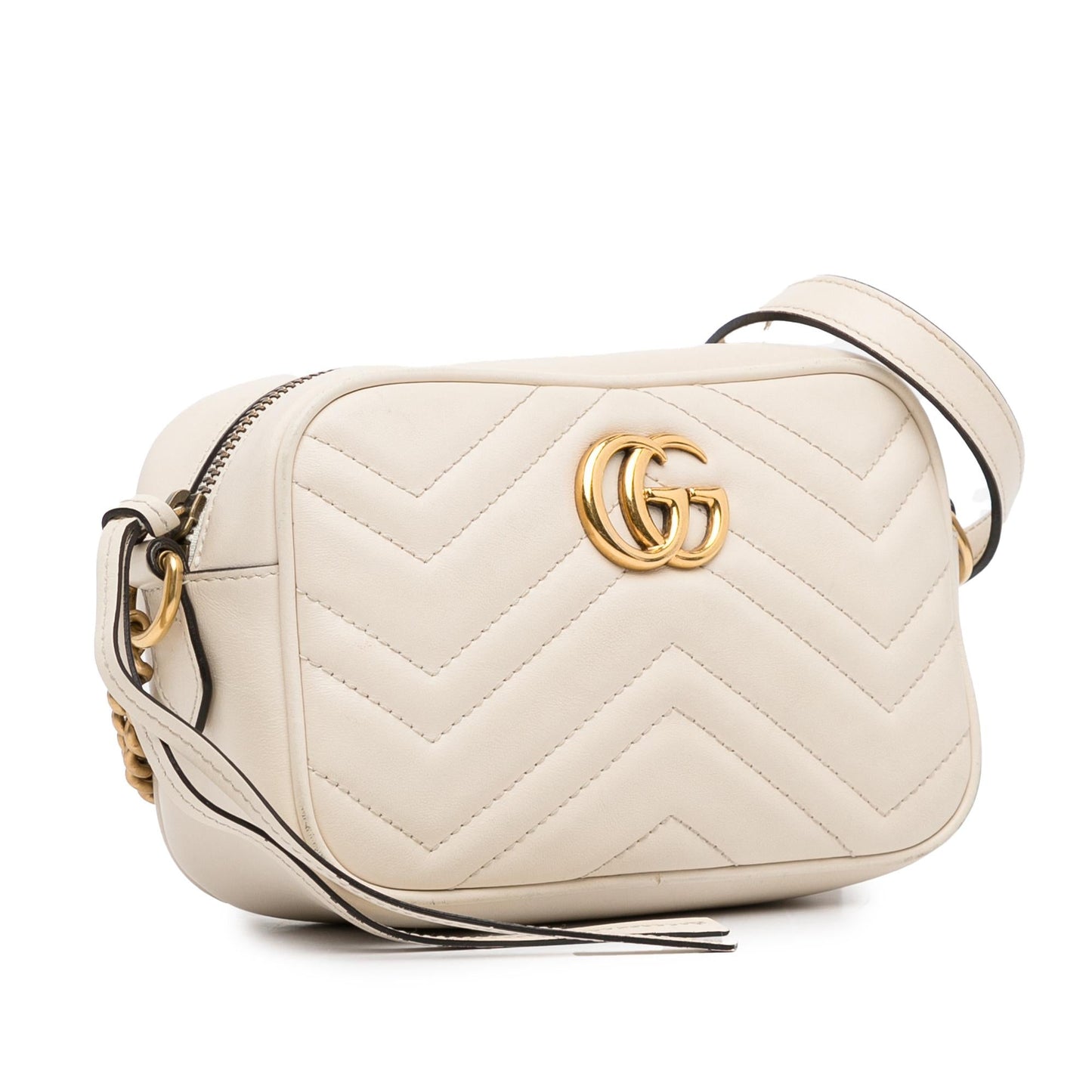 Gucci GG Marmont SHG-Zpsdpz Matelasse Calf White Mini Crossbody Bag
