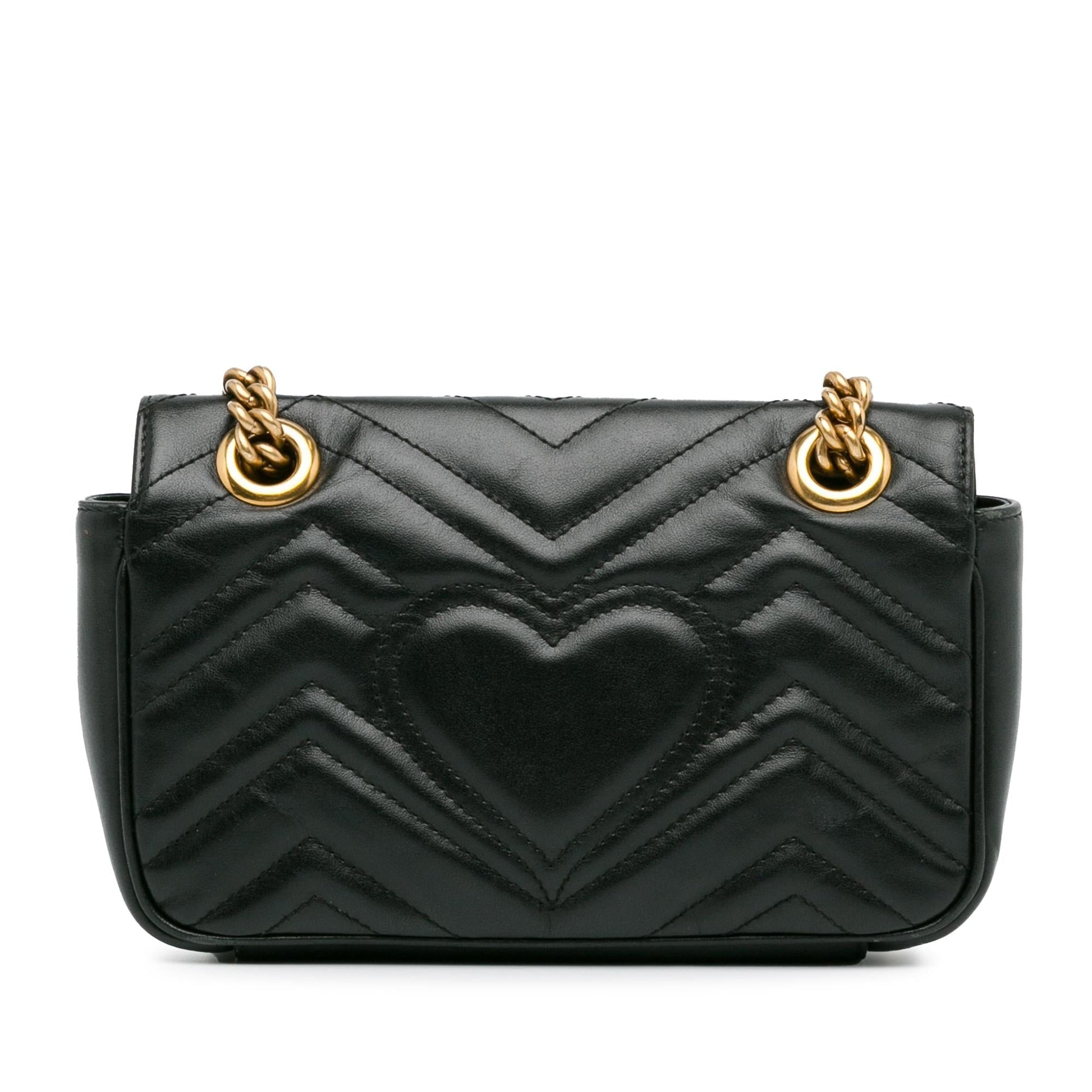 Gucci GG Marmont SHG-QNpQD1 Matelasse Calf Black Mini Crossbody Bag
