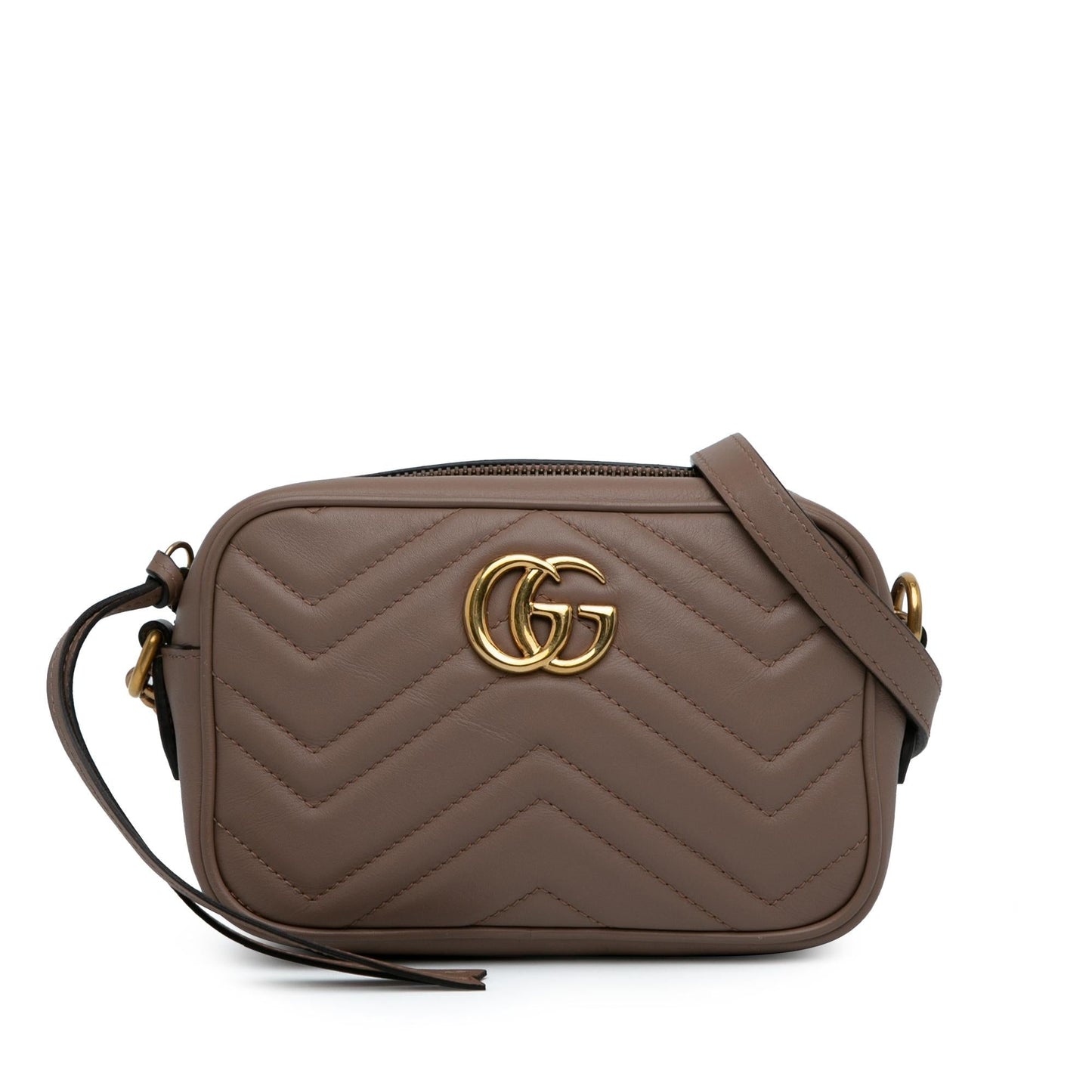 Gucci GG Marmont SHG-1DWPFZ Matelasse Calf Brown Mini Crossbody Bag