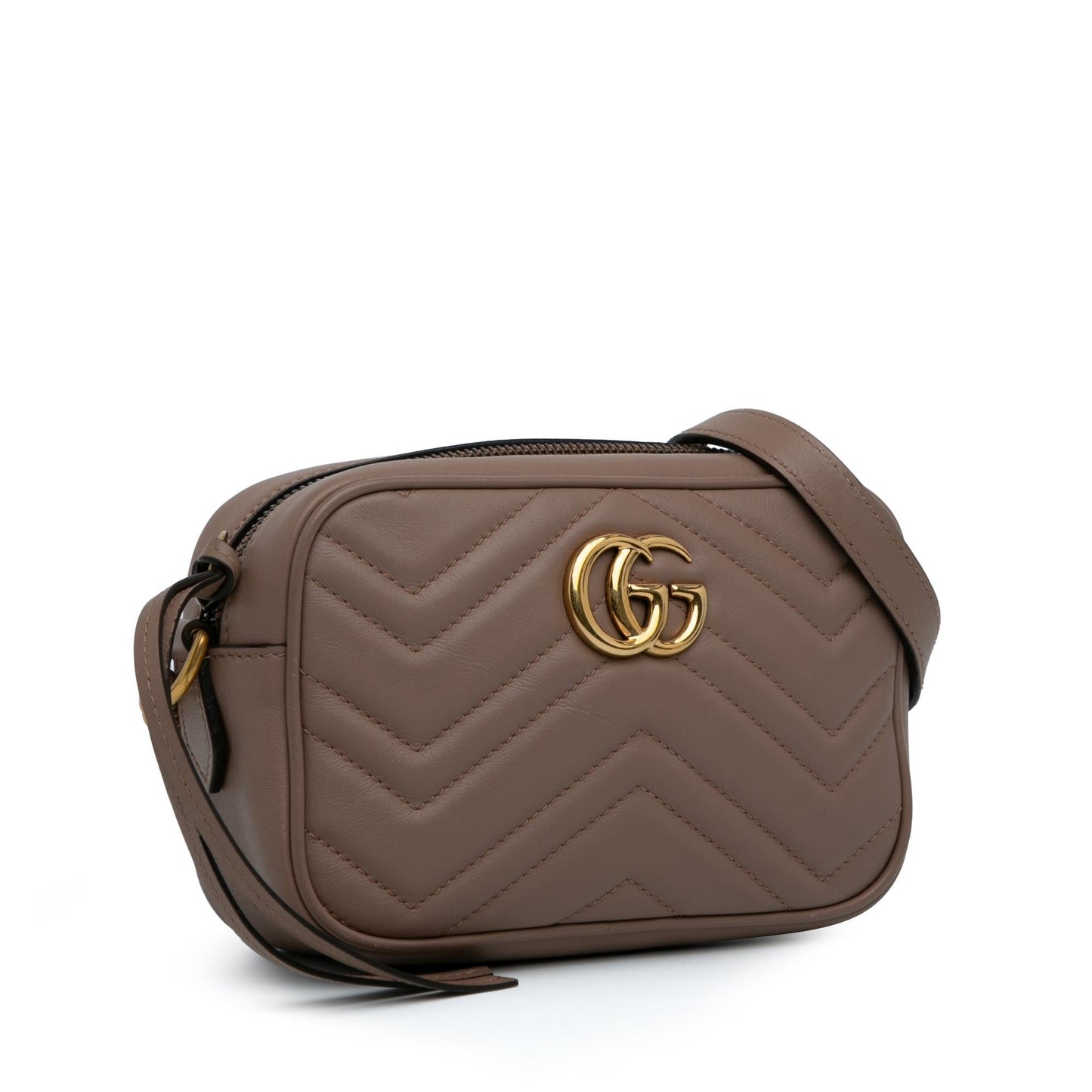 Gucci GG Marmont SHG-1DWPFZ Matelasse Calf Brown Mini Crossbody Bag