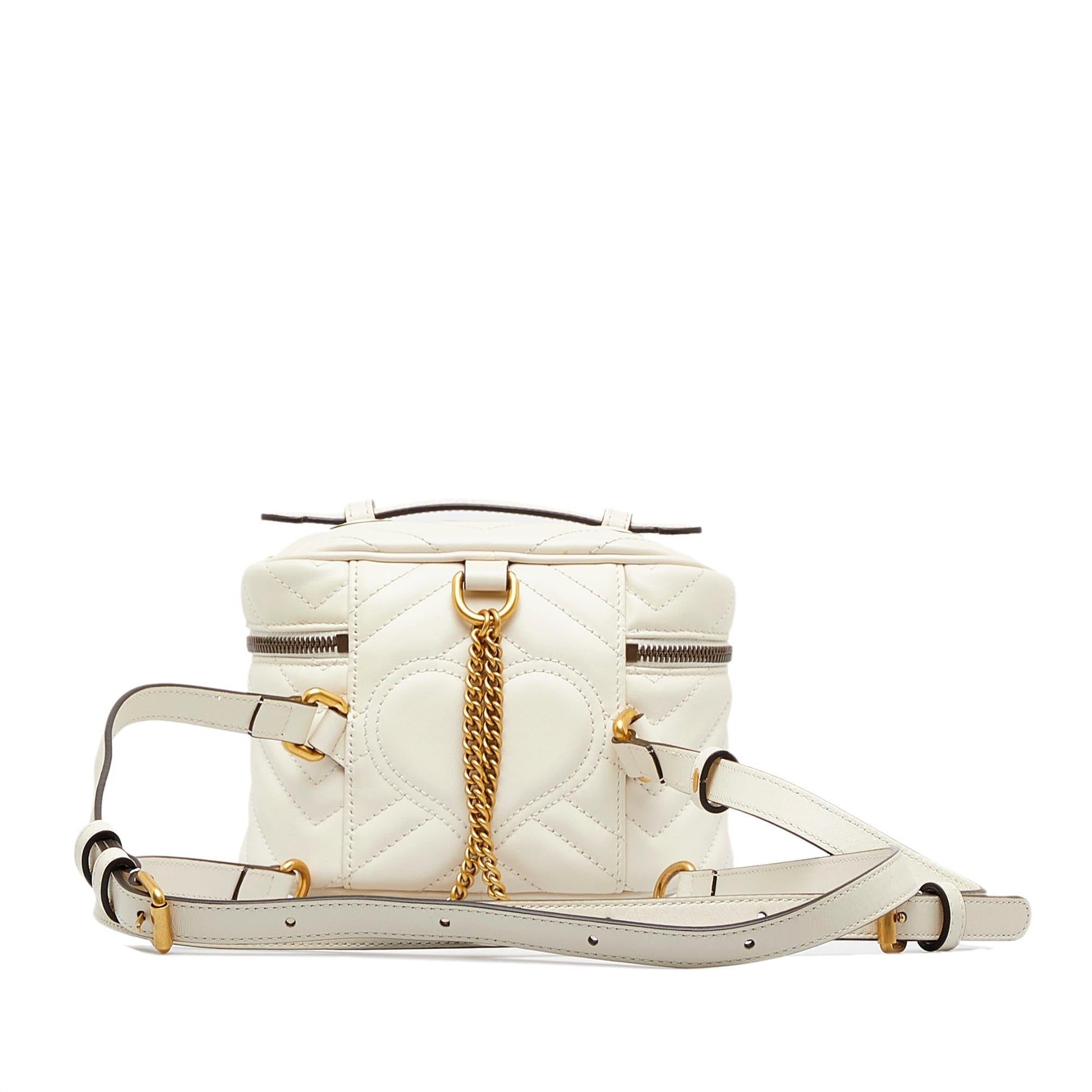 Gucci GG Marmont Round Backpack Matelasse Leather Calf White