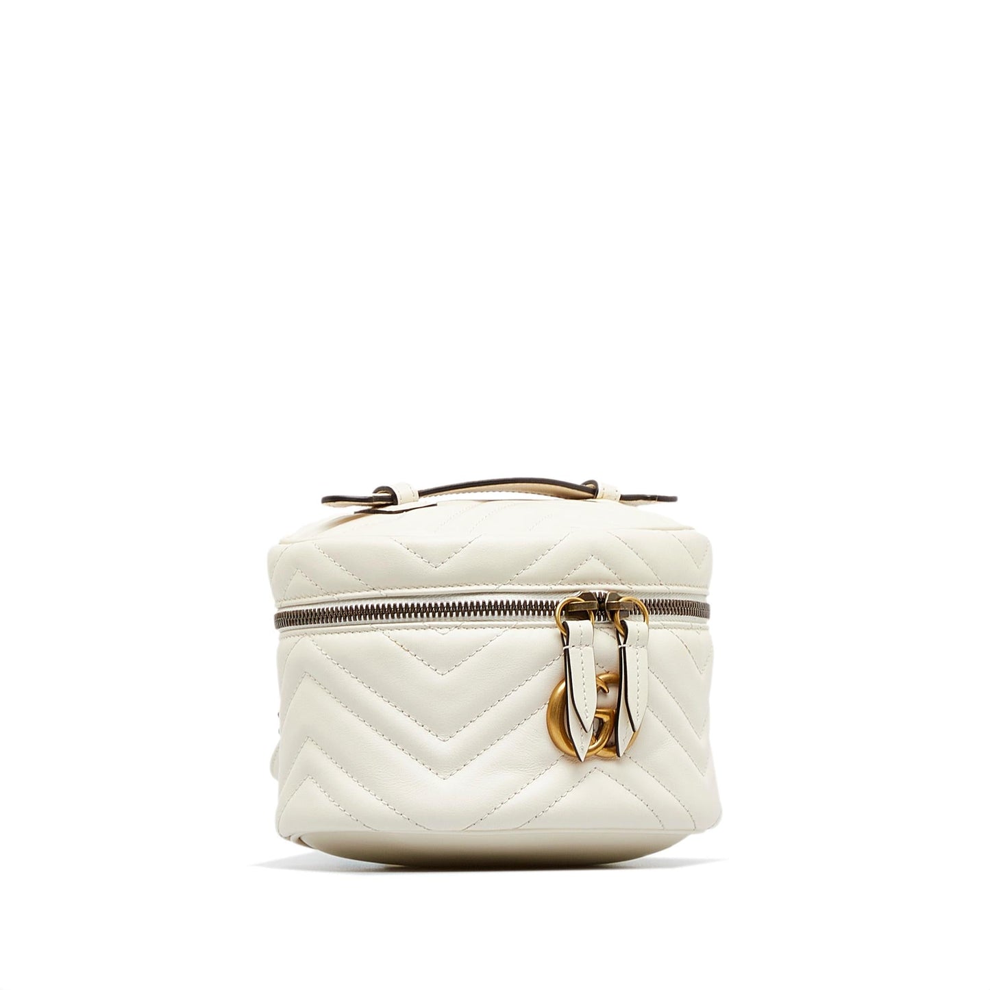 Gucci GG Marmont Round Backpack Matelasse Leather Calf White