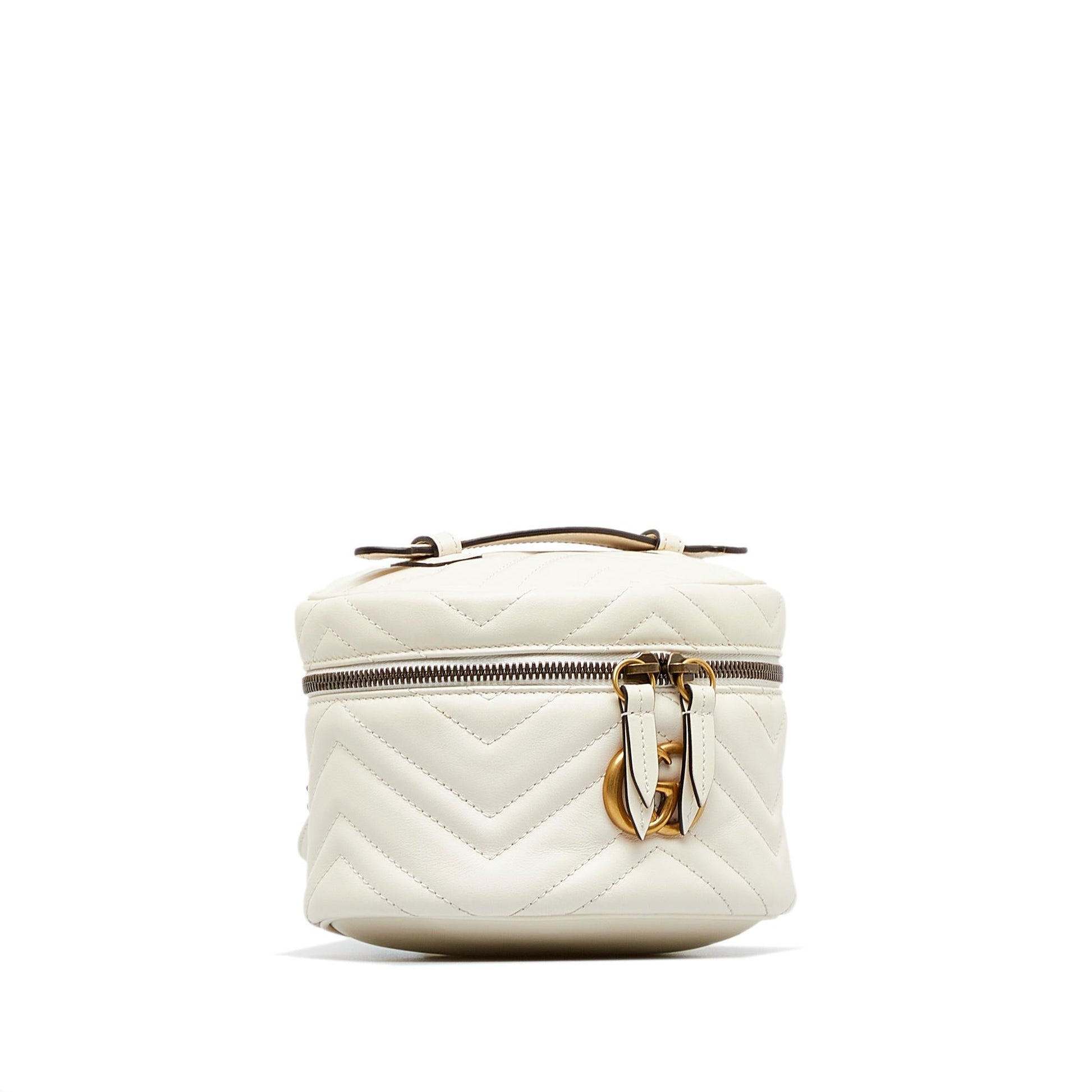 Gucci GG Marmont Round Backpack Matelasse Leather Calf White