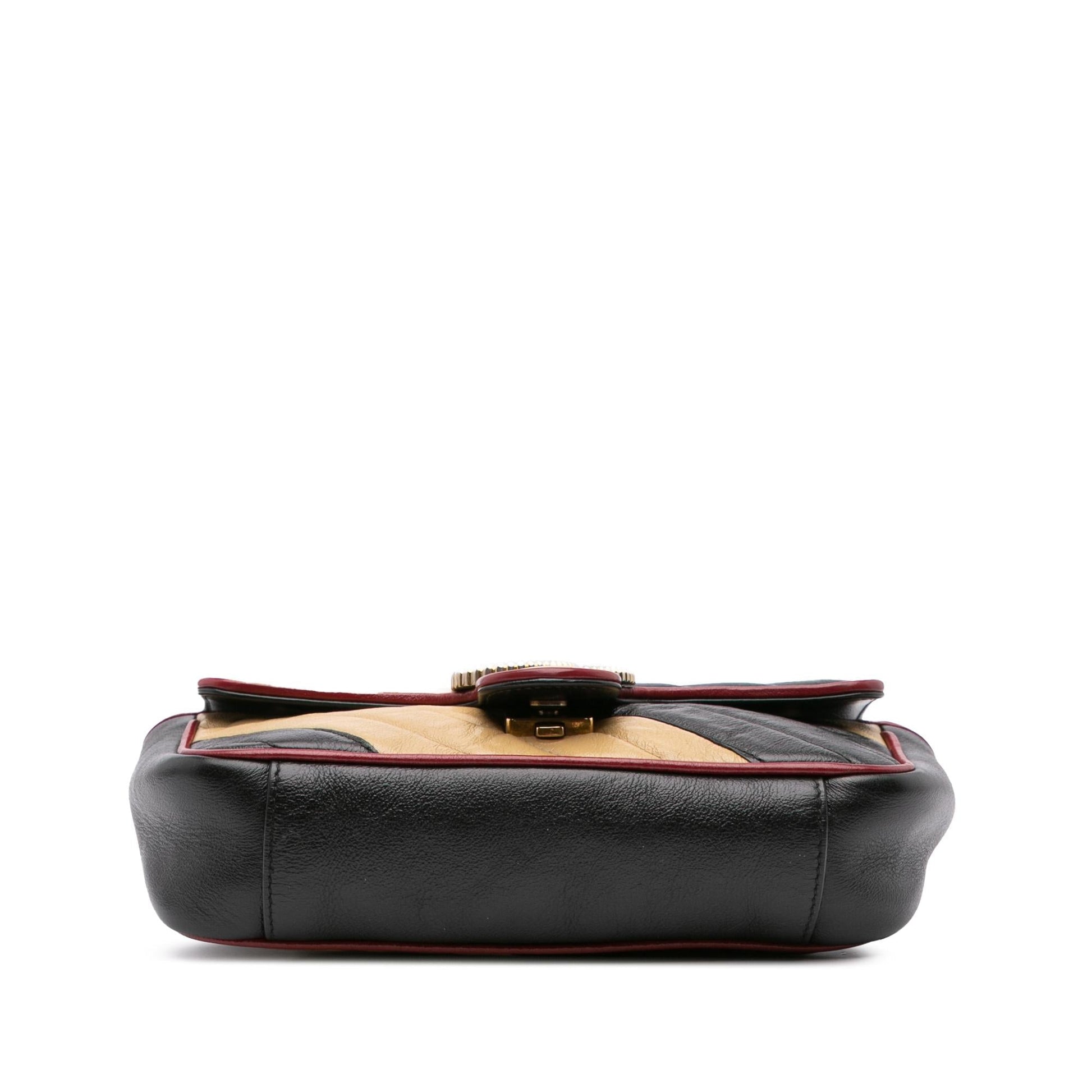 Gucci GG Marmont Torchon Flap Matelasse Leather Calf Black Crossbody Bag Crossbody 1