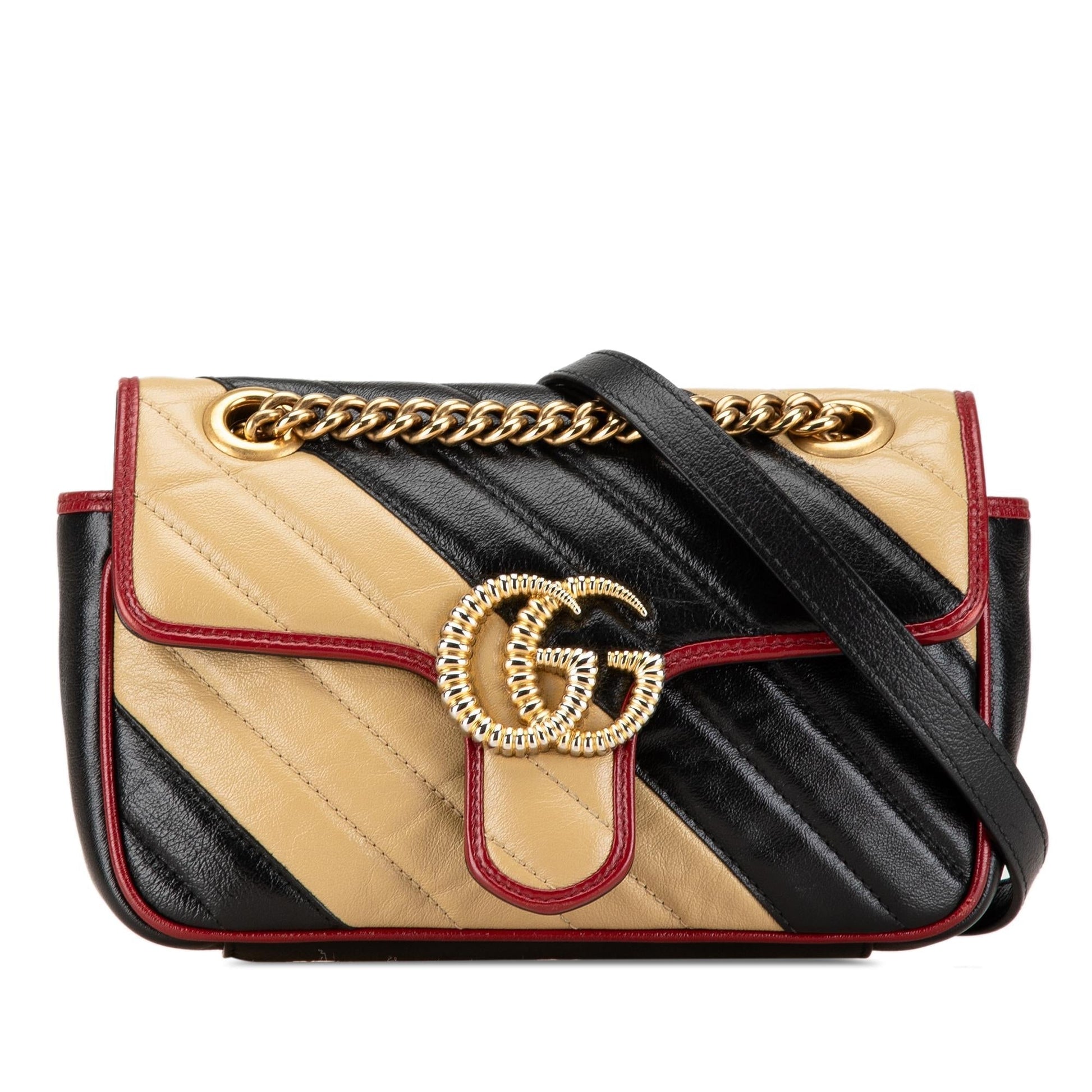 Gucci GG Marmont Torchon Flap Matelasse Leather Calf Black Crossbody Bag Crossbody 4