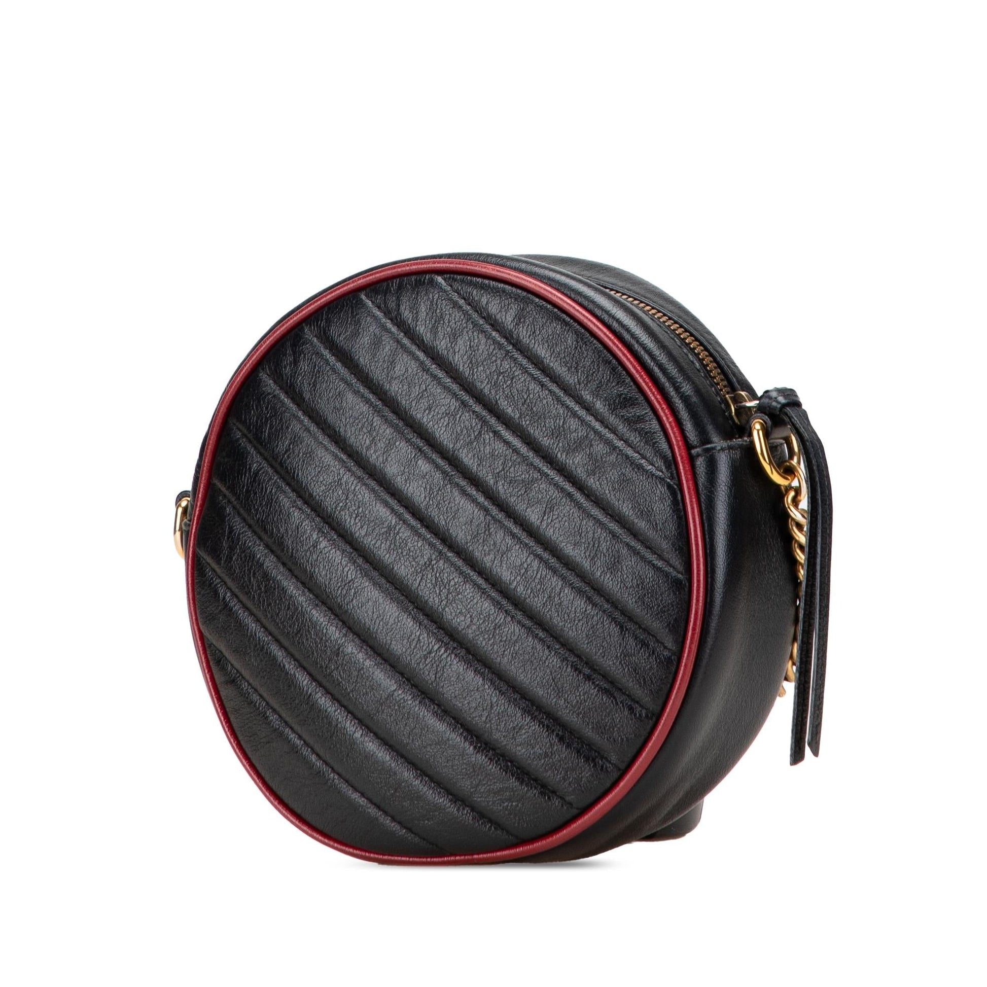 Gucci GG Marmont Torchon Round Matelasse Leather Mini Crossbody Bag Round Crossbody